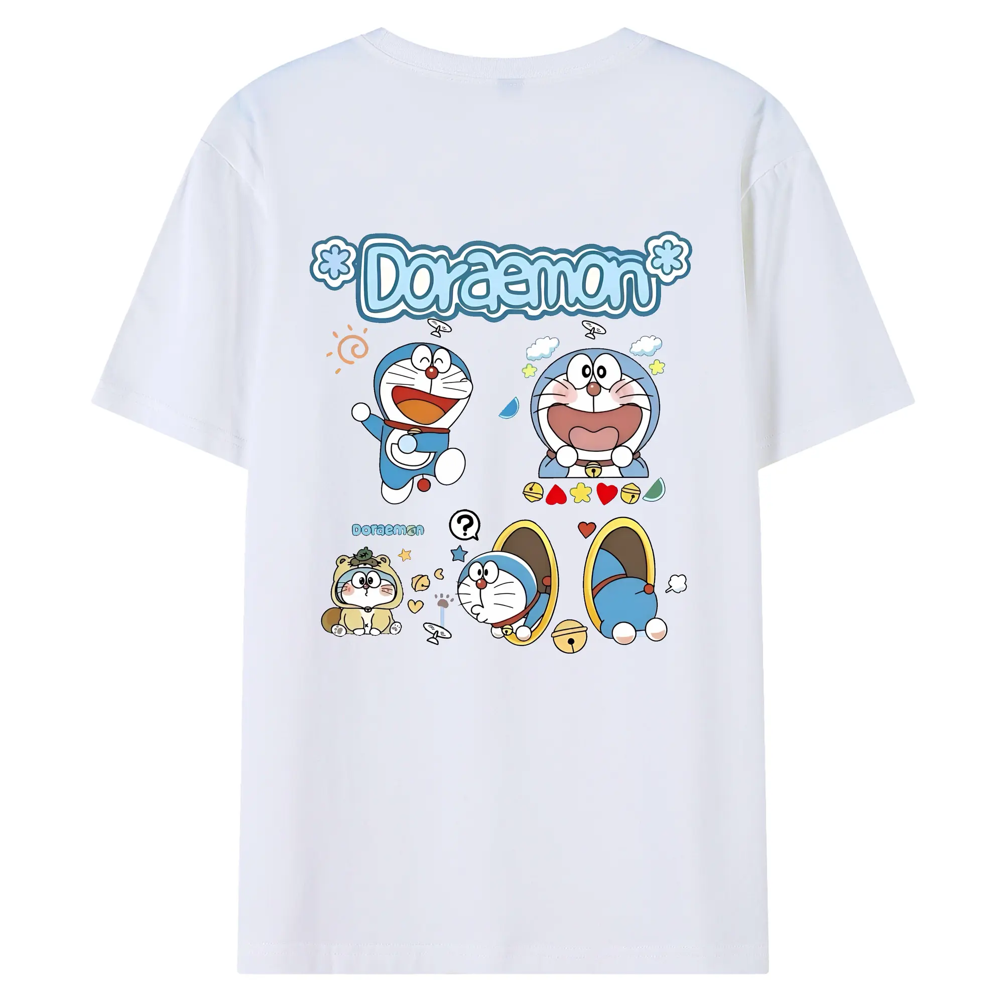 ドラえもん グッズドラえもん - 綿100％ 半袖Tシャツ ・ バックプリント ・ 快適 通気性 ・ 日常使い 散歩 スポーツ用