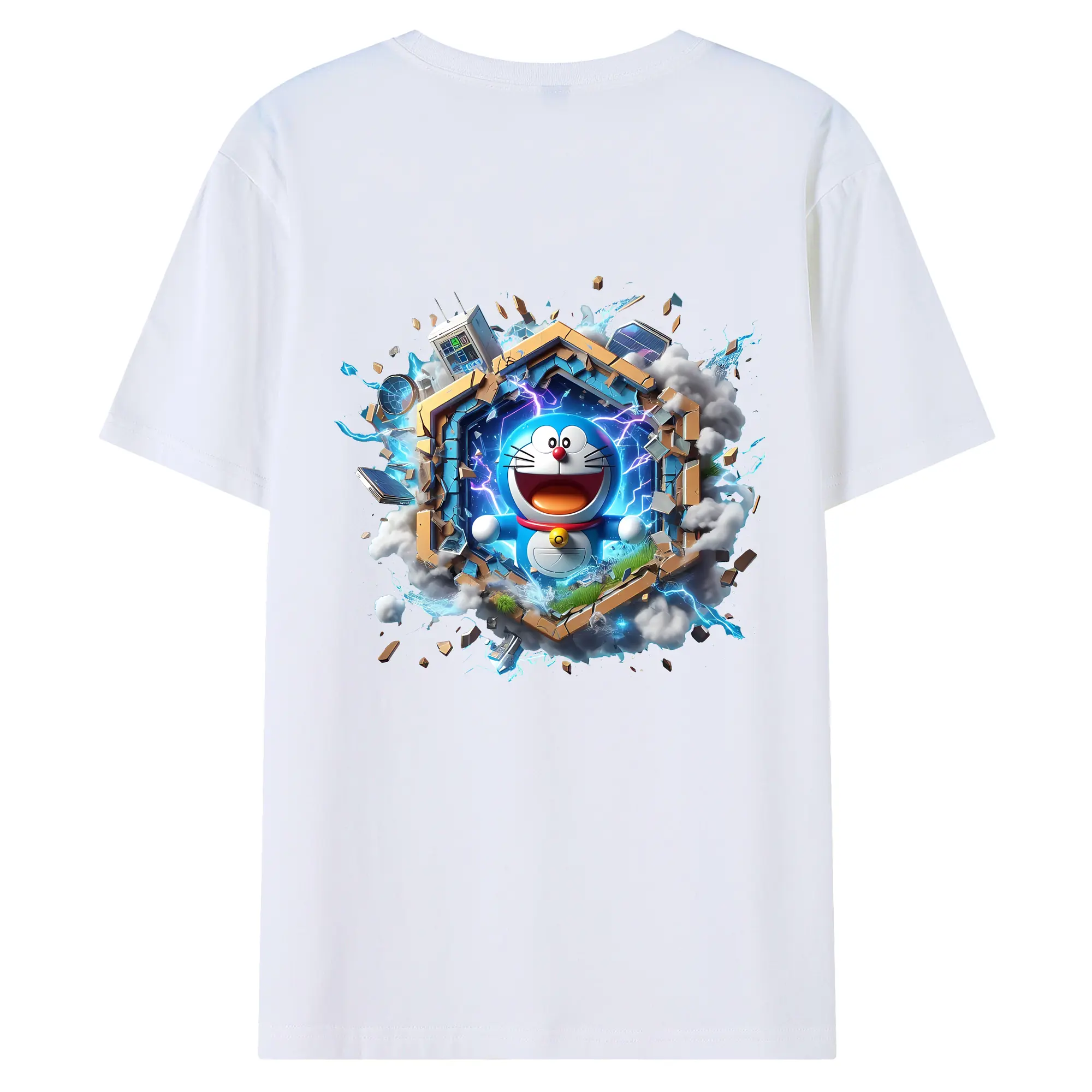 ドラえもん グッズドラえもん - 綿100％ 半袖Tシャツ ・ バックプリント ・ 快適 通気性 ・ 日常使い 散歩 スポーツ用