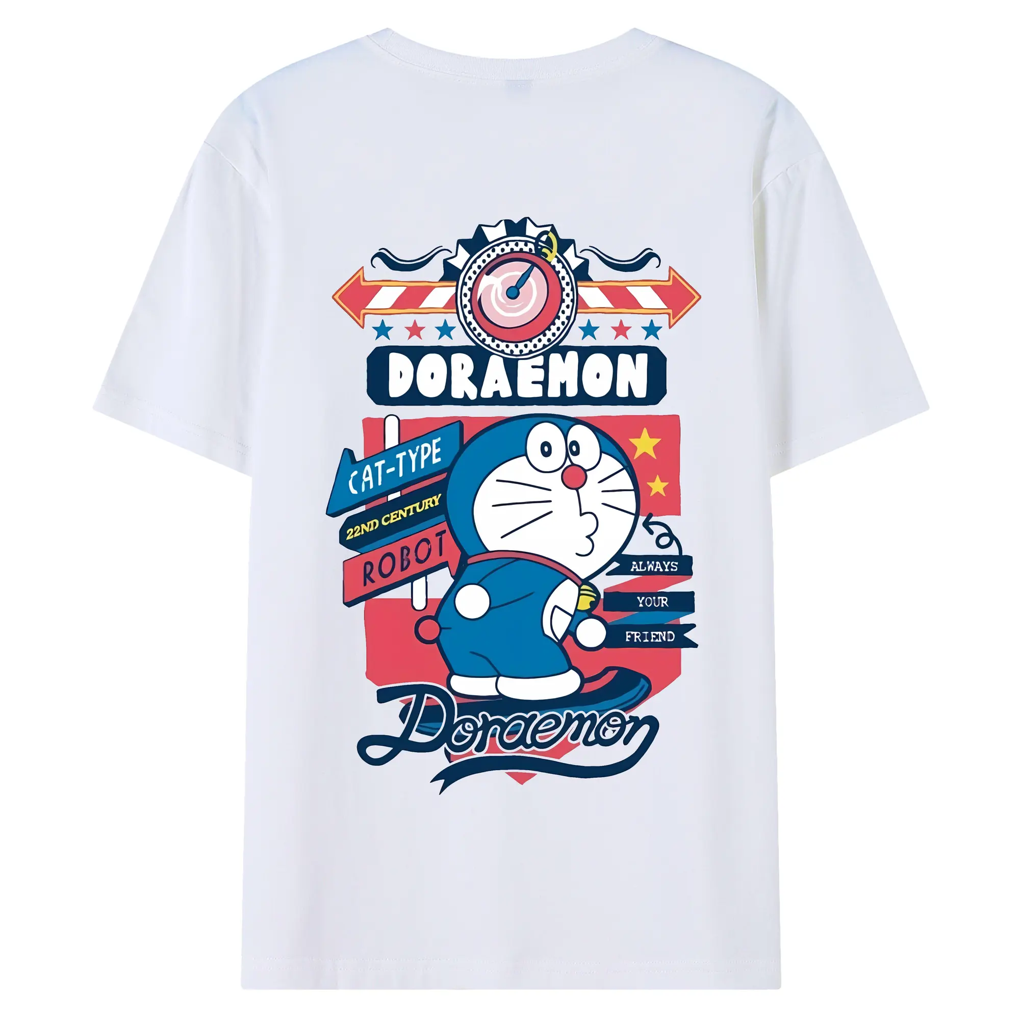 ドラえもん グッズドラえもん - 綿100％ 半袖Tシャツ ・ バックプリント ・ 快適 通気性 ・ 日常使い 散歩 スポーツ用