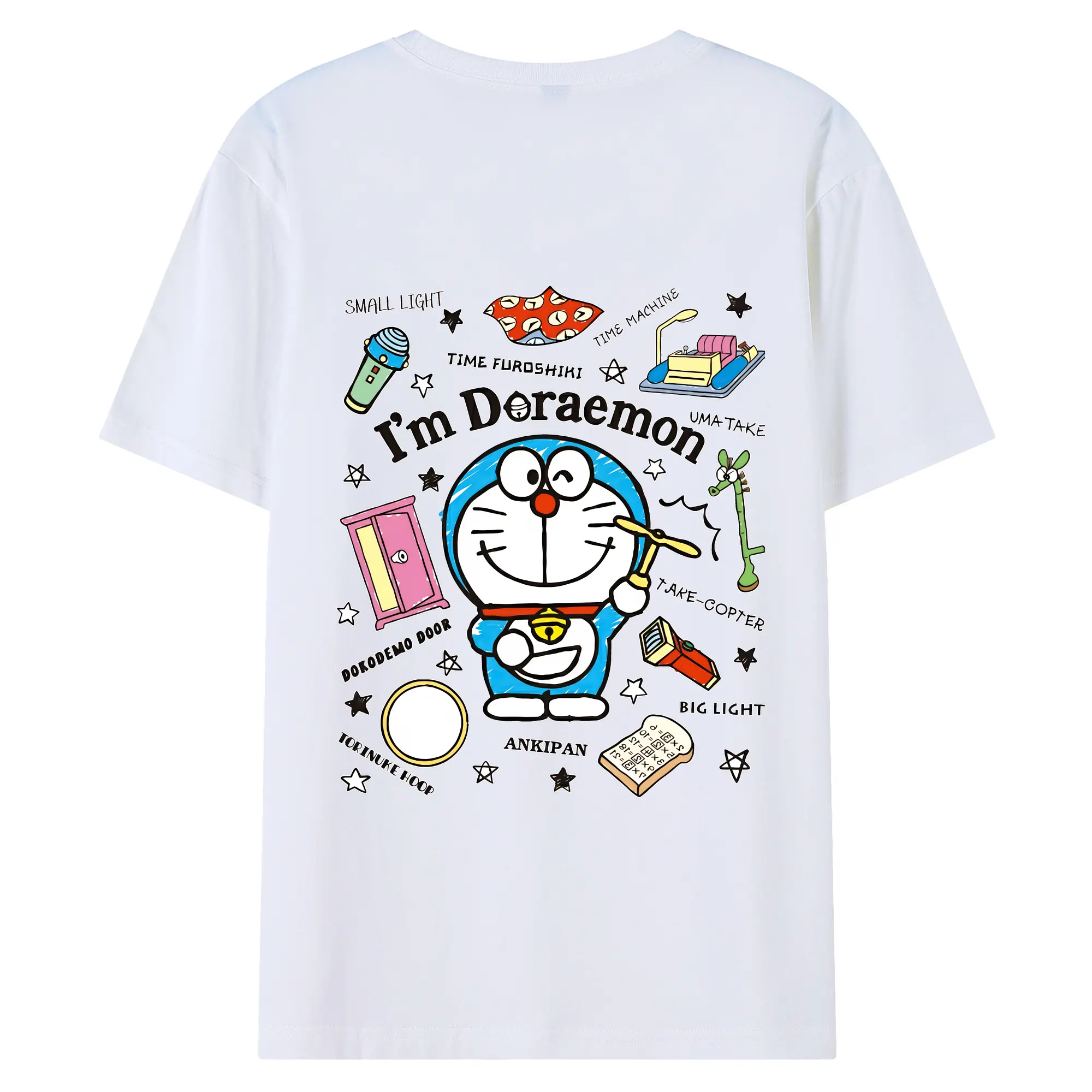 ドラえもん グッズドラえもん - 綿100％ 半袖Tシャツ ・ バックプリント ・ 快適 通気性 ・ 日常使い 散歩 スポーツ用