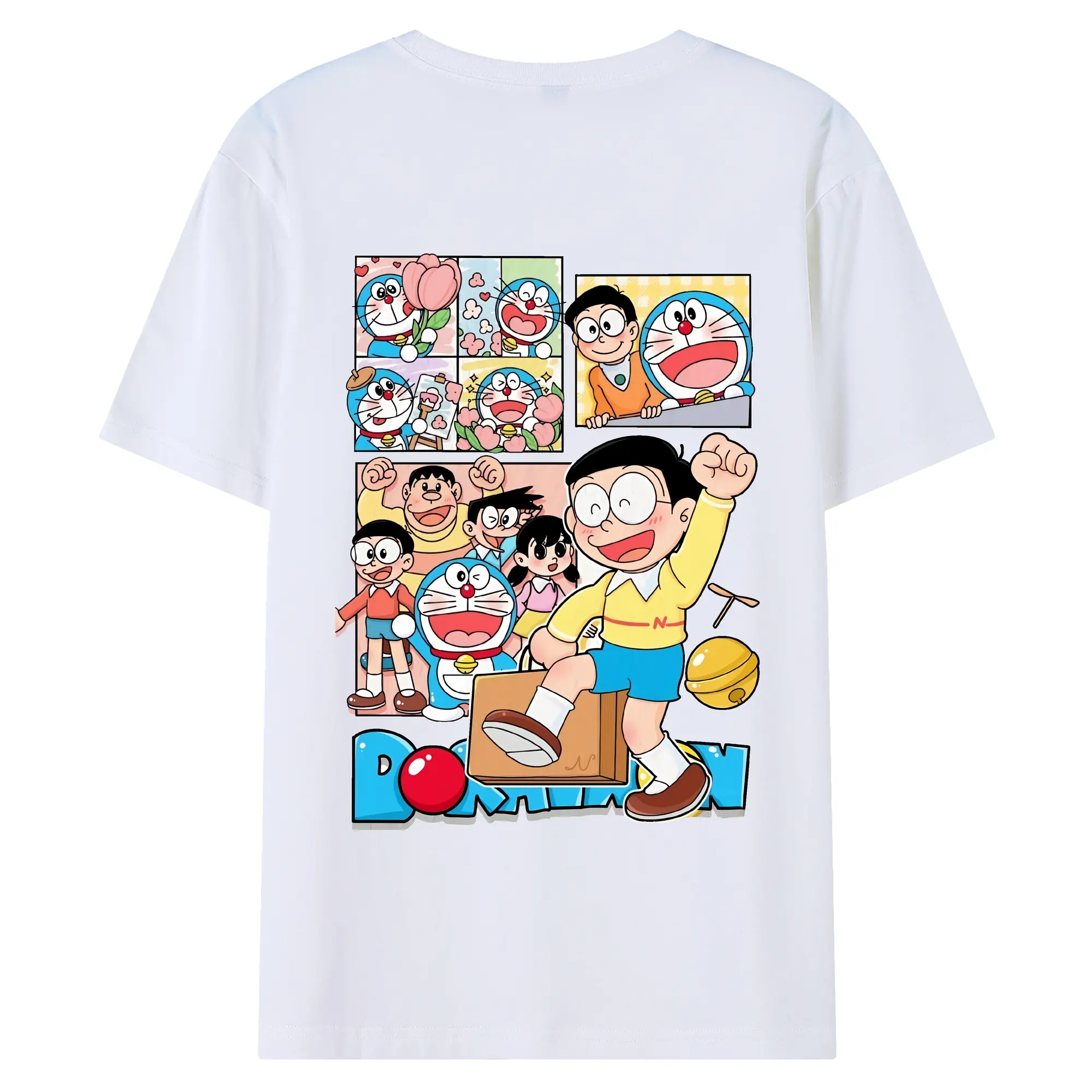 ドラえもん グッズドラえもん - 綿100％ 半袖Tシャツ ・ バックプリント ・ 快適 通気性 ・ 日常使い 散歩 スポーツ用