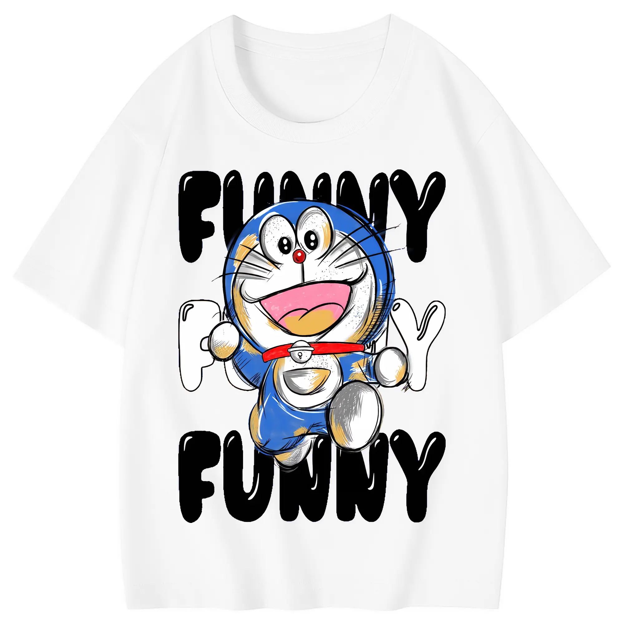 ドラえもん グッズドラえもん - 綿100％ キッズTシャツ ・ フロントプリント ・ 快適 通気性 ・ スポーツ カジュアル 散歩用