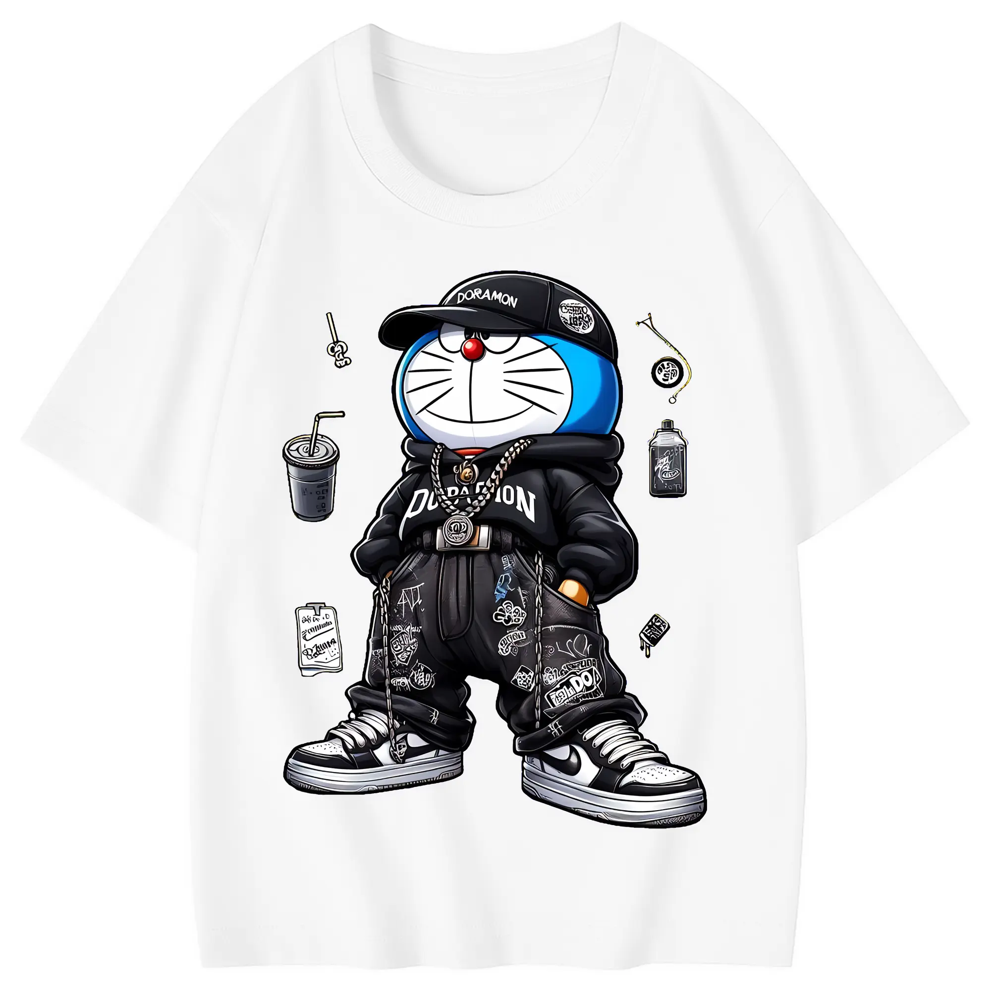 ドラえもん グッズドラえもん - 綿100％ キッズTシャツ ・ フロントプリント ・ 快適 通気性 ・ スポーツ カジュアル 散歩用