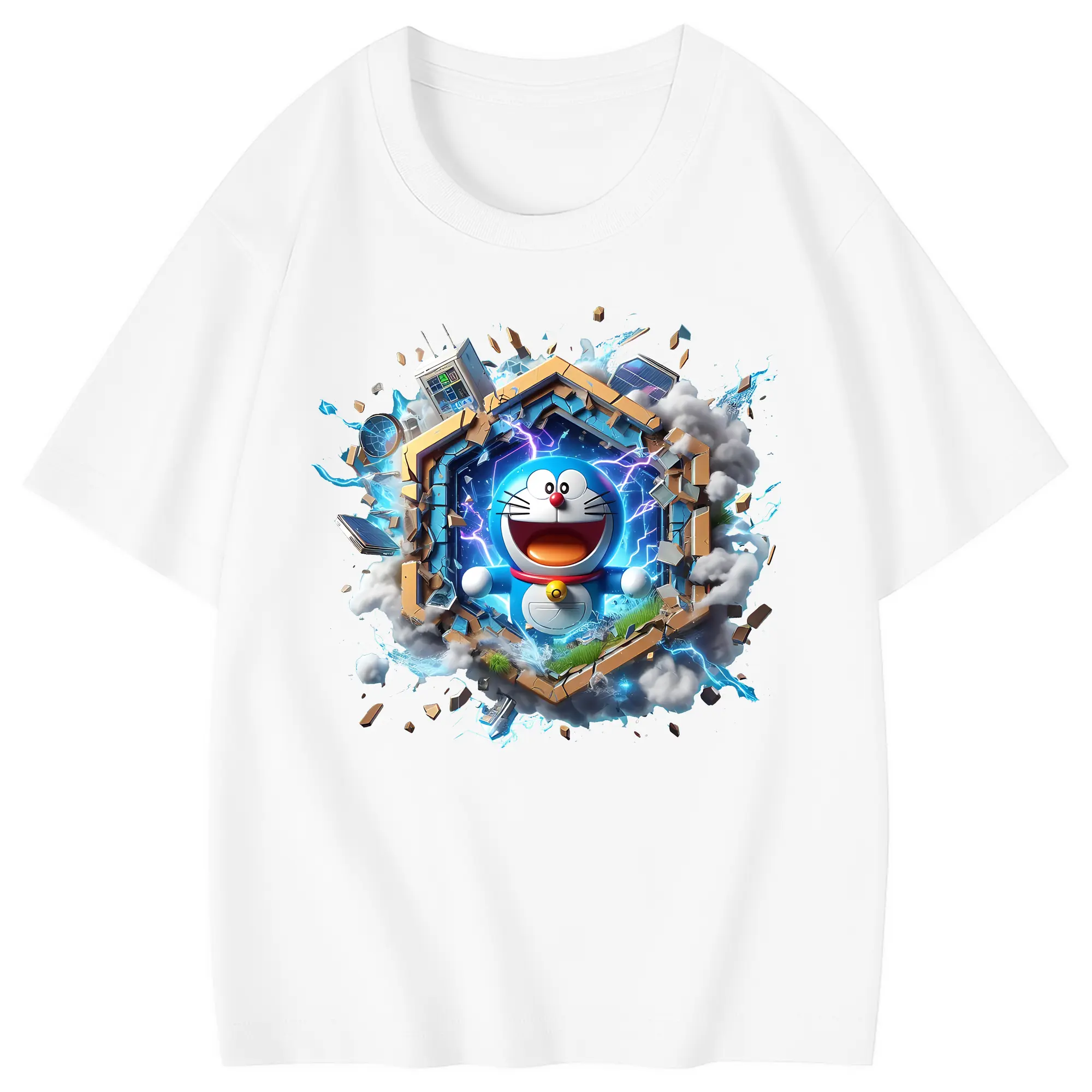 ドラえもん グッズドラえもん - 綿100％ キッズTシャツ ・ フロントプリント ・ 快適 通気性 ・ スポーツ カジュアル 散歩用