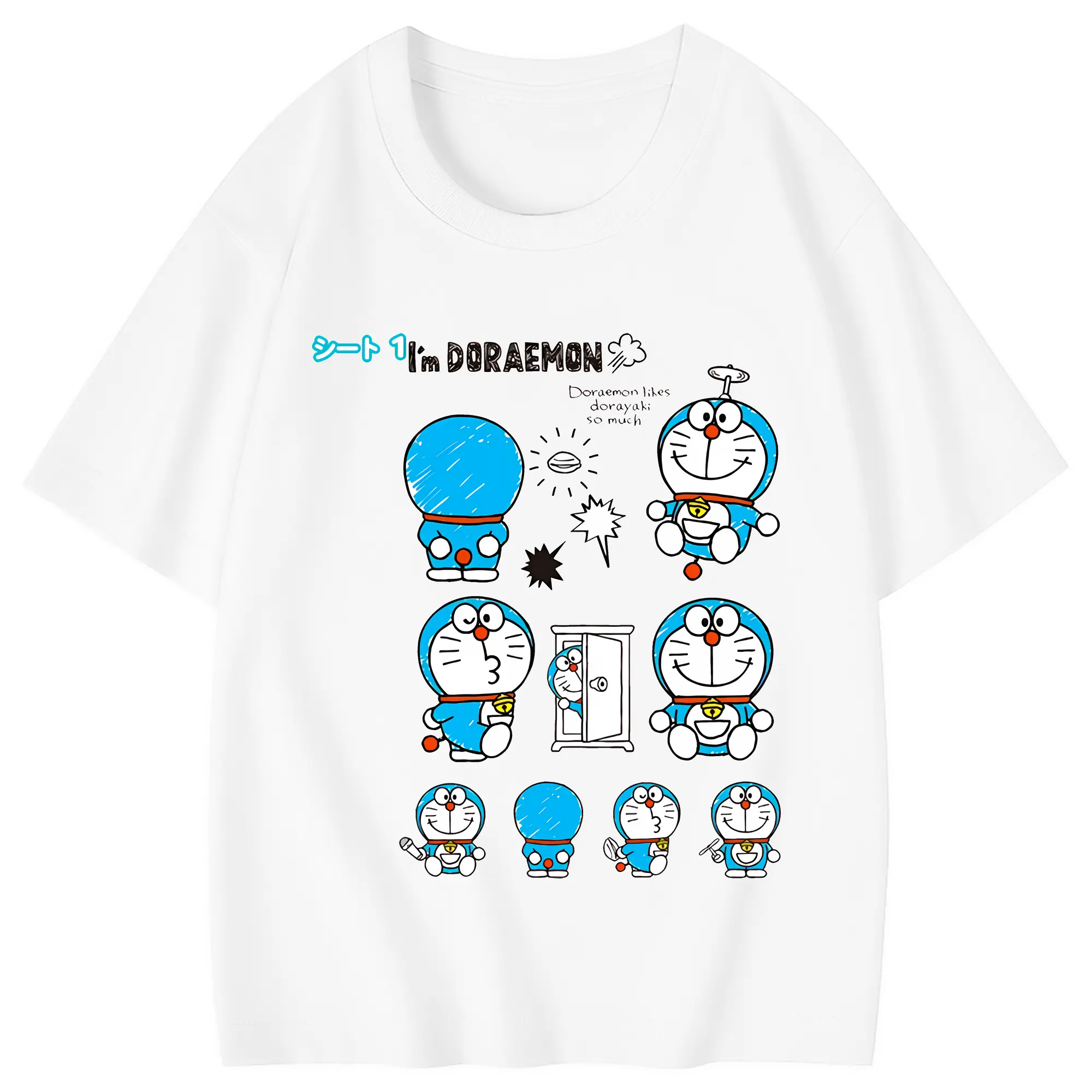 ドラえもん グッズドラえもん - 綿100％ キッズTシャツ ・ フロントプリント ・ 快適 通気性 ・ スポーツ カジュアル 散歩用