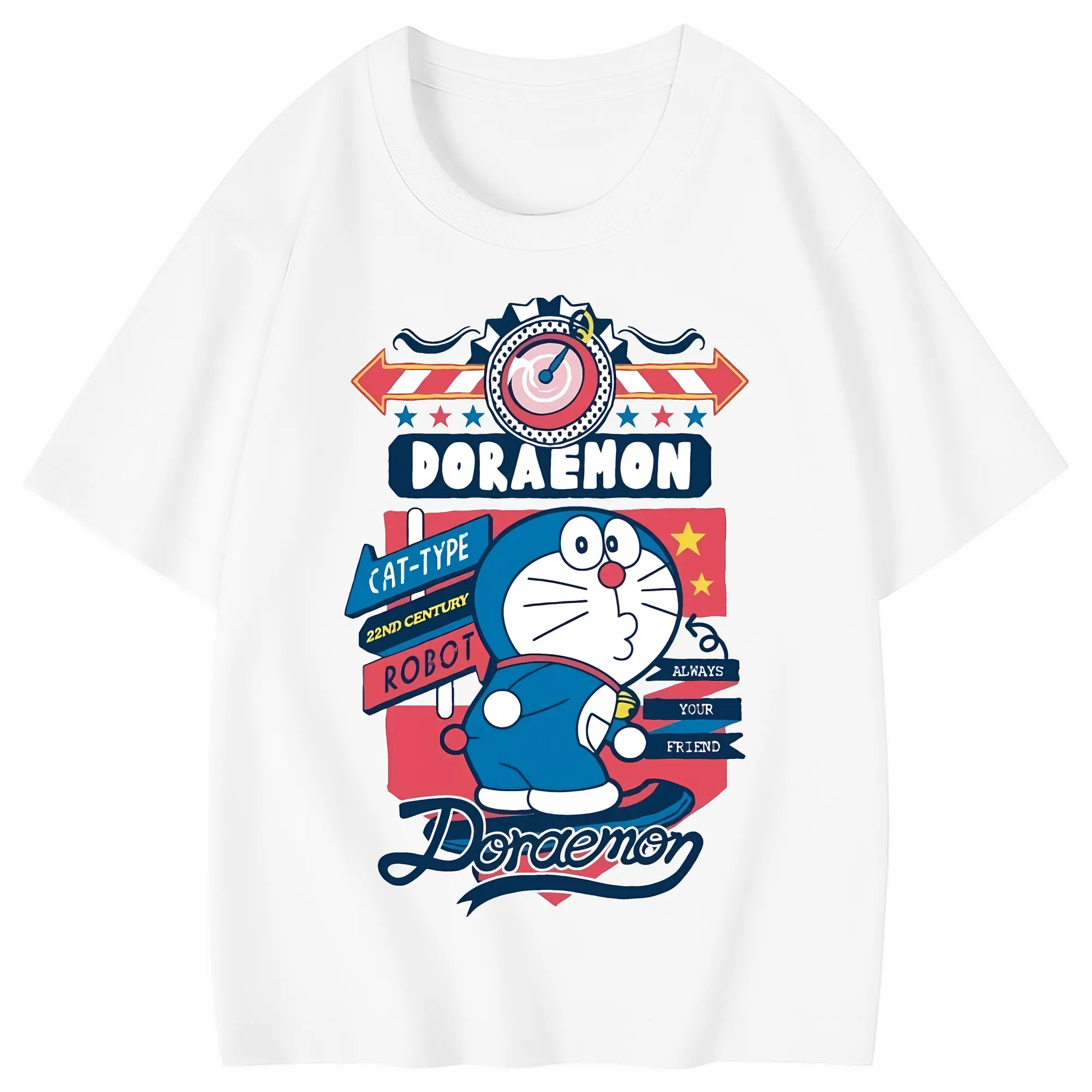 ドラえもん グッズドラえもん - 綿100％ キッズTシャツ ・ フロントプリント ・ 快適 通気性 ・ スポーツ カジュアル 散歩用