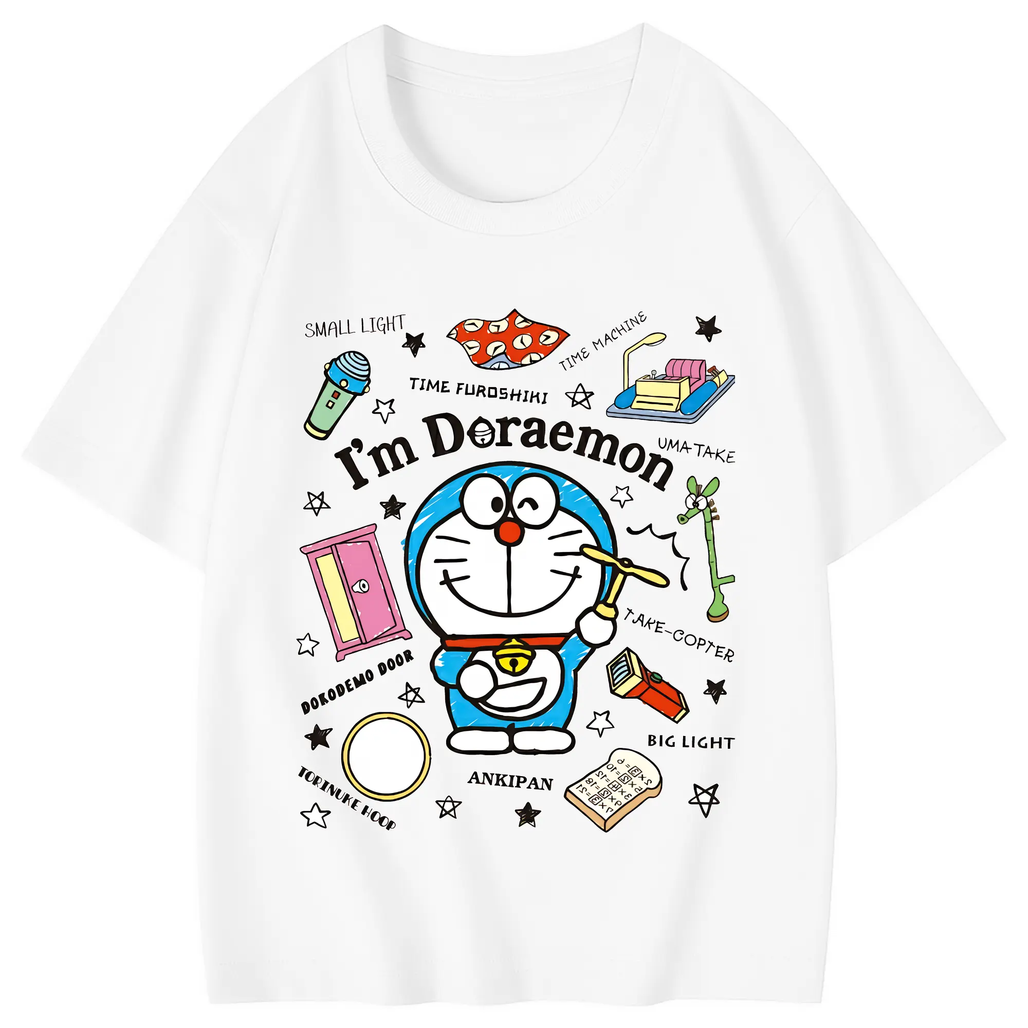 ドラえもん グッズドラえもん - 綿100％ キッズTシャツ ・ フロントプリント ・ 快適 通気性 ・ スポーツ カジュアル 散歩用