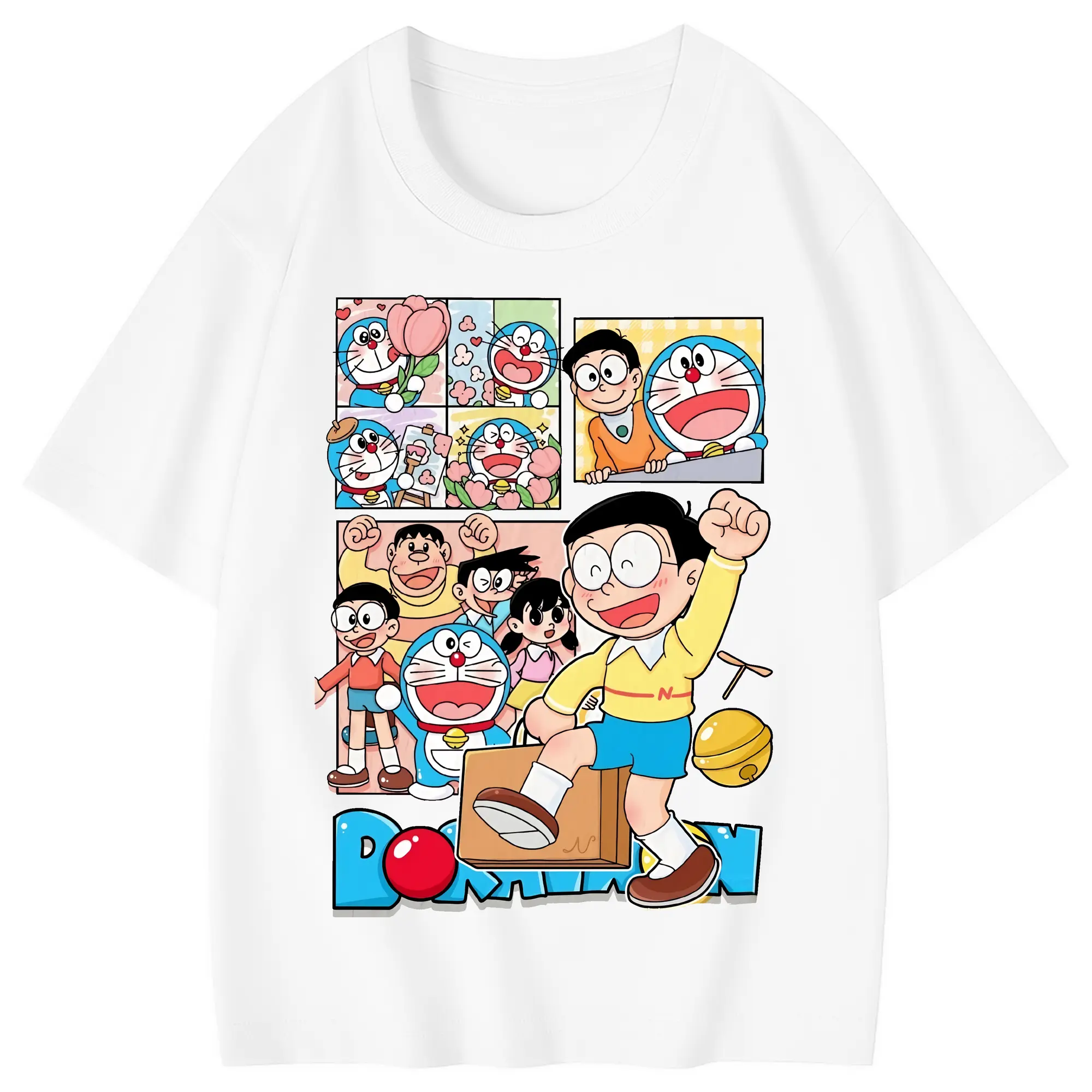 ドラえもん グッズドラえもん - 綿100％ キッズTシャツ ・ フロントプリント ・ 快適 通気性 ・ スポーツ カジュアル 散歩用
