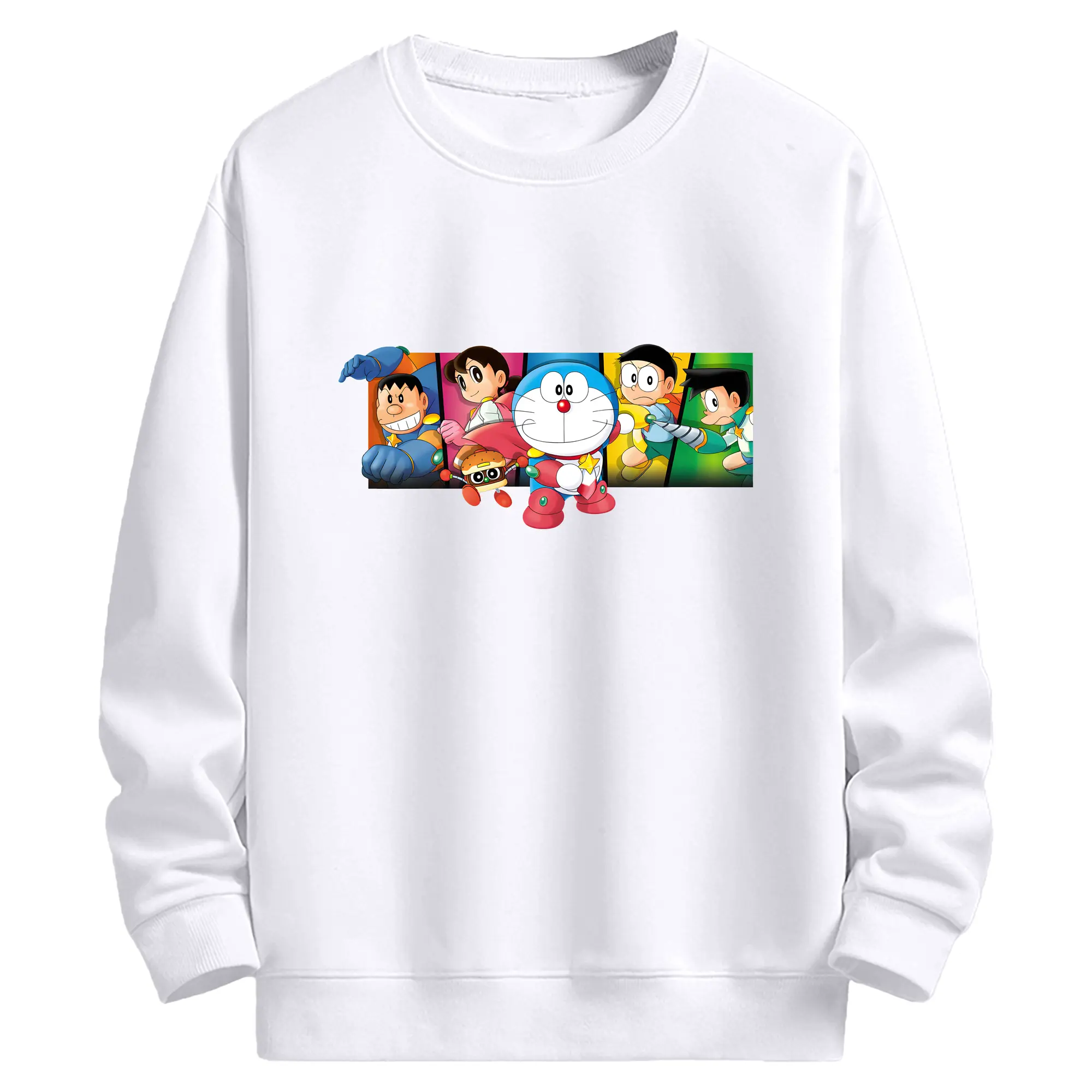 ドラえもん グッズドラえもん - 高品質 クルーネック スウェット ・ コットン59％ ポリエステル41％ ・ ユニセックス 長袖 トレーナー ・ カジュアル デイリー スポーツ 散歩用
