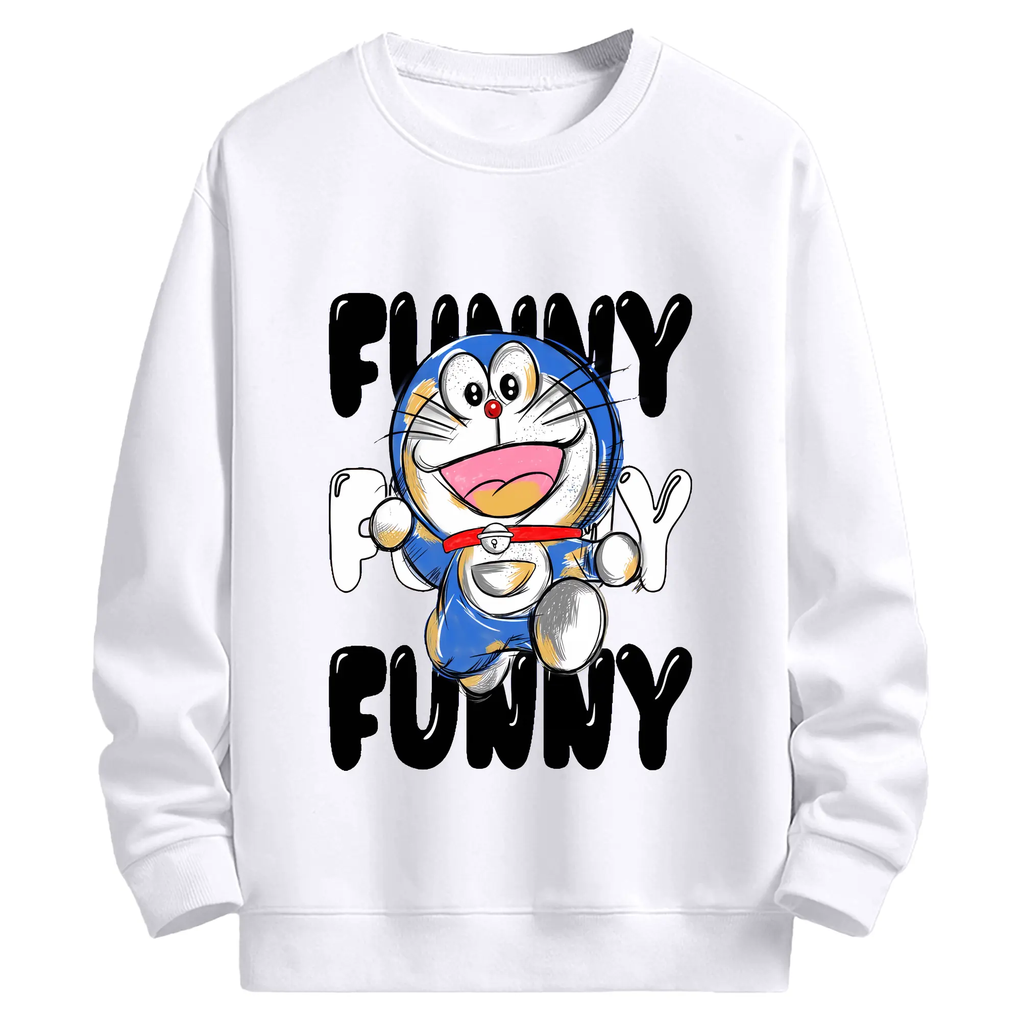 ドラえもん グッズドラえもん - 高品質 クルーネック スウェット ・ コットン59％ ポリエステル41％ ・ ユニセックス 長袖 トレーナー ・ カジュアル デイリー スポーツ 散歩用