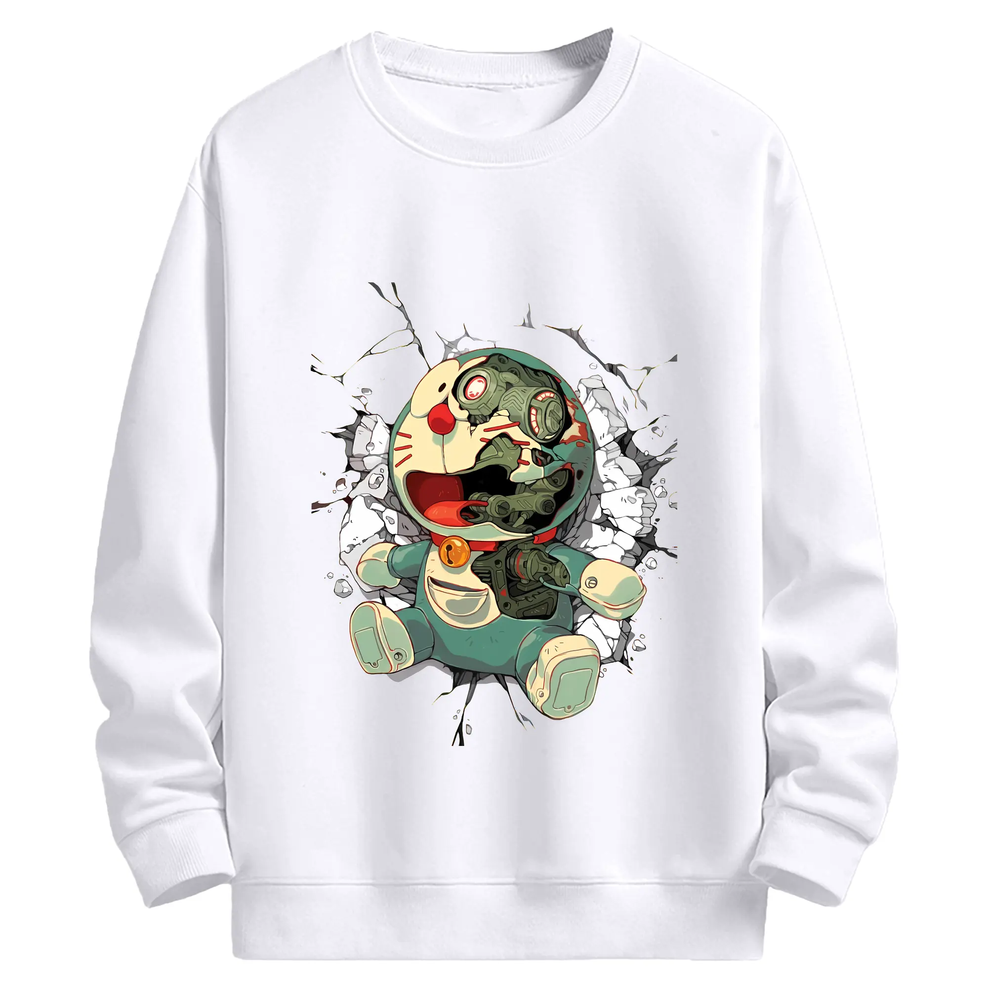 ドラえもん グッズドラえもん - 高品質 クルーネック スウェット ・ コットン59％ ポリエステル41％ ・ ユニセックス 長袖 トレーナー ・ カジュアル デイリー スポーツ 散歩用