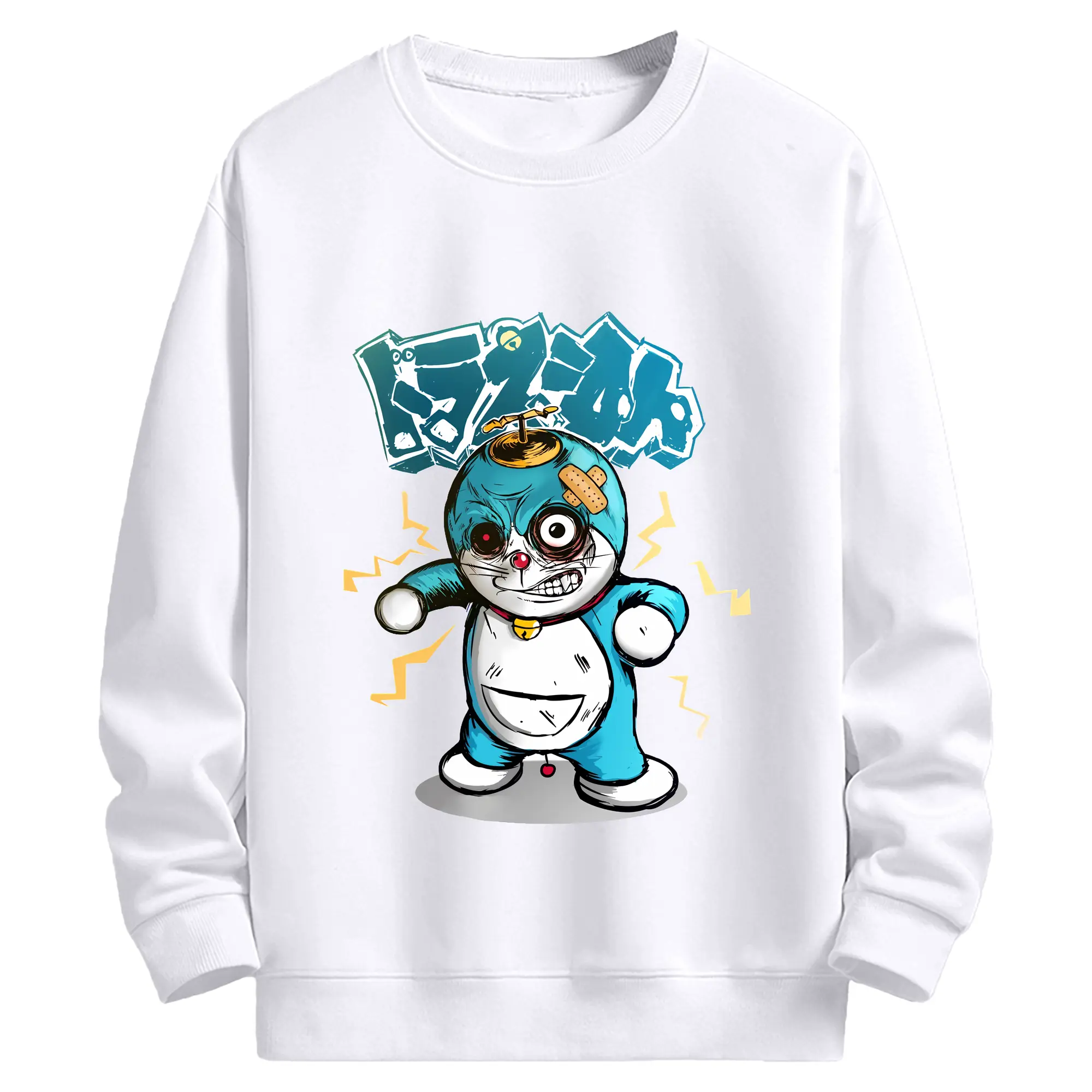 ドラえもん グッズドラえもん - 高品質 クルーネック スウェット ・ コットン59％ ポリエステル41％ ・ ユニセックス 長袖 トレーナー ・ カジュアル デイリー スポーツ 散歩用