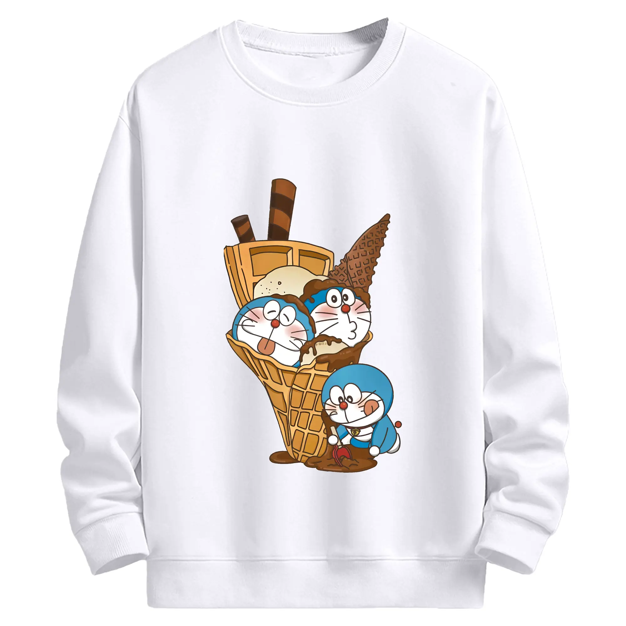 ドラえもん グッズドラえもん - 高品質 クルーネック スウェット ・ コットン59％ ポリエステル41％ ・ ユニセックス 長袖 トレーナー ・ カジュアル デイリー スポーツ 散歩用