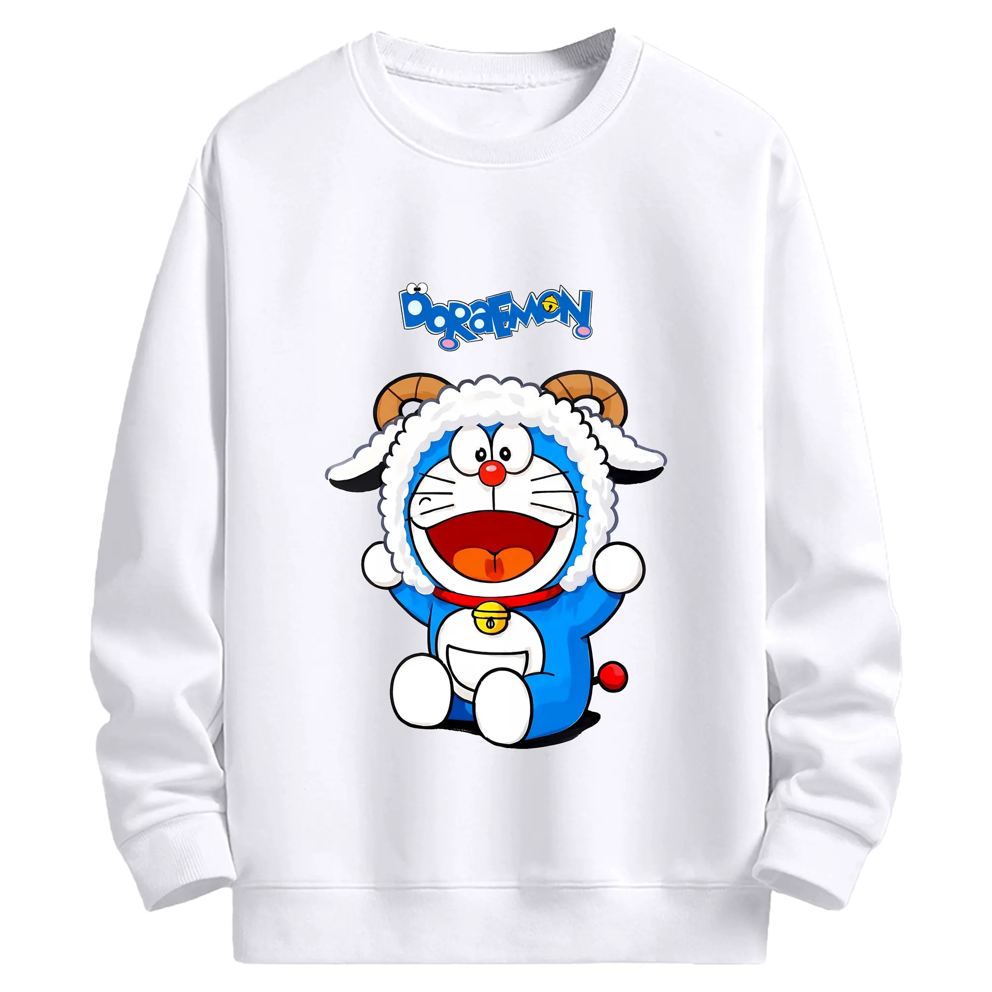 ドラえもん グッズドラえもん - 高品質 クルーネック スウェット ・ コットン59％ ポリエステル41％ ・ ユニセックス 長袖 トレーナー ・ カジュアル デイリー スポーツ 散歩用