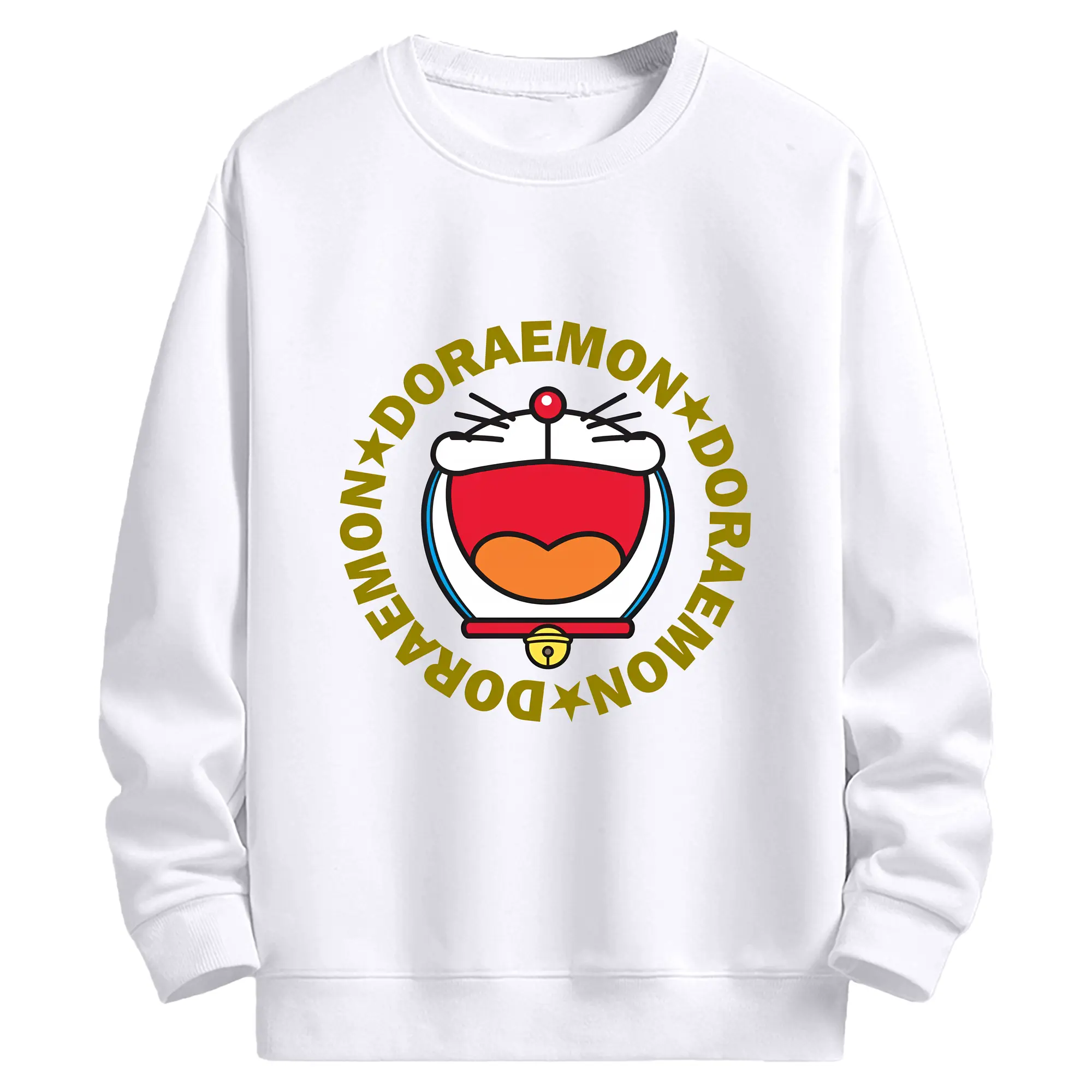 ドラえもん グッズドラえもん - 高品質 クルーネック スウェット ・ コットン59％ ポリエステル41％ ・ ユニセックス 長袖 トレーナー ・ カジュアル デイリー スポーツ 散歩用