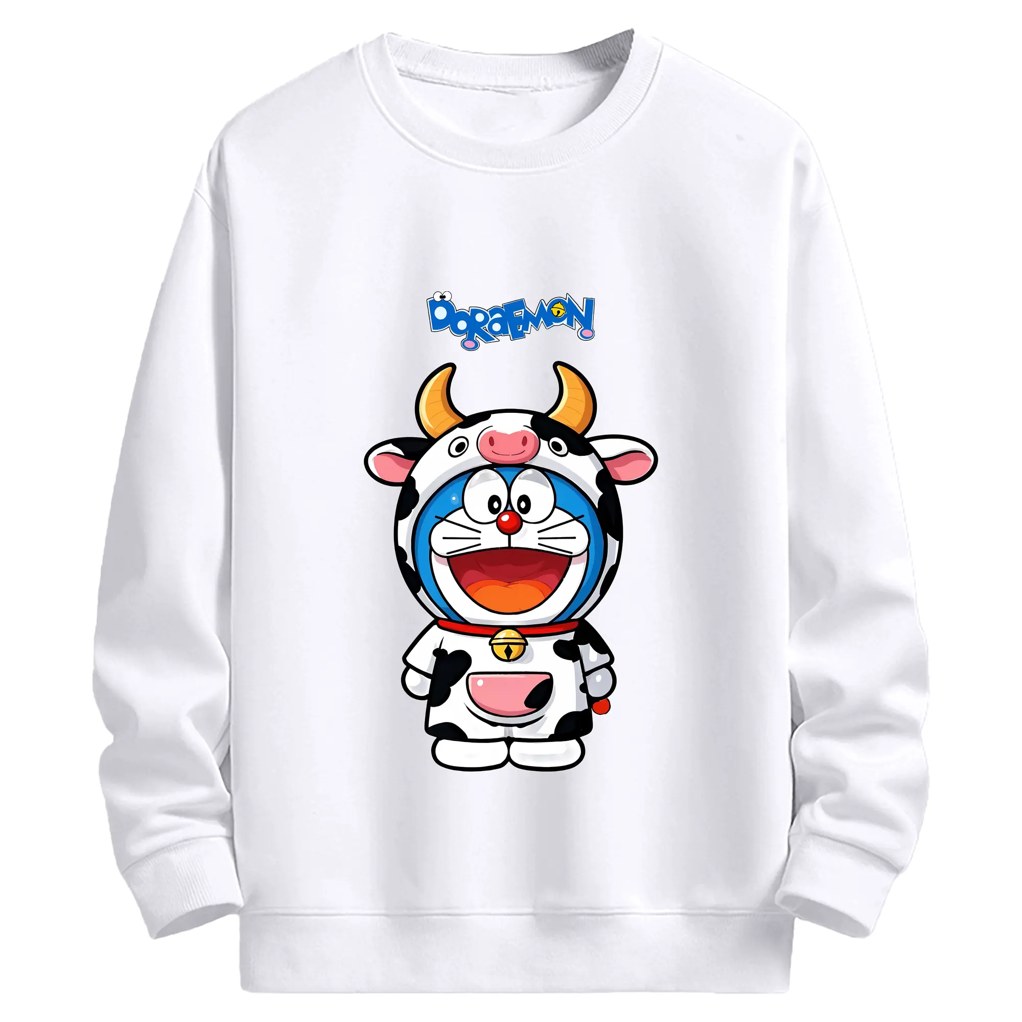 ドラえもん グッズドラえもん - 高品質 クルーネック スウェット ・ コットン59％ ポリエステル41％ ・ ユニセックス 長袖 トレーナー ・ カジュアル デイリー スポーツ 散歩用