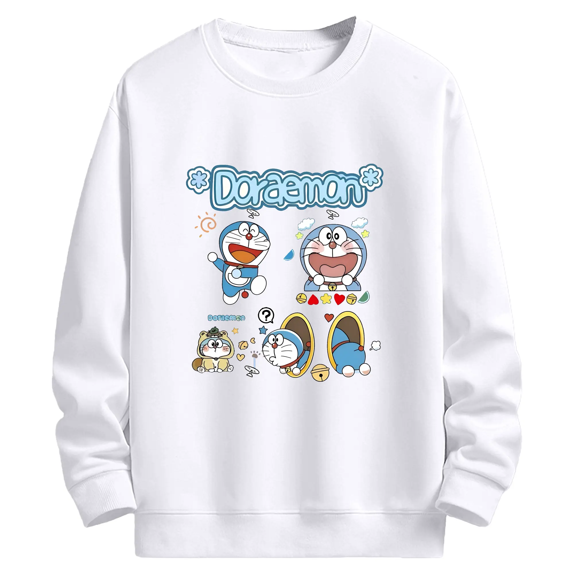 ドラえもん グッズドラえもん - 高品質 クルーネック スウェット ・ コットン59％ ポリエステル41％ ・ ユニセックス 長袖 トレーナー ・ カジュアル デイリー スポーツ 散歩用