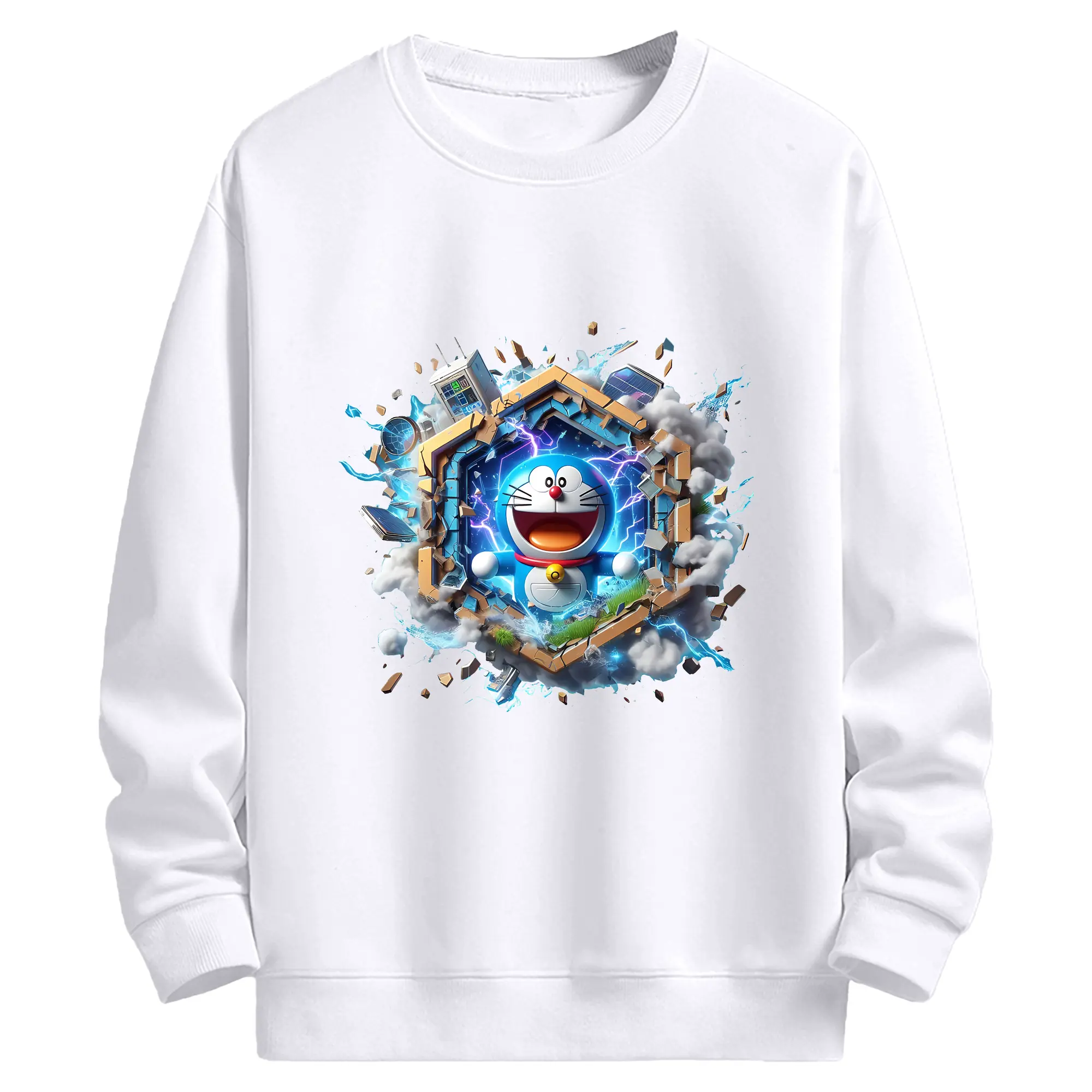 ドラえもん グッズドラえもん - 高品質 クルーネック スウェット ・ コットン59％ ポリエステル41％ ・ ユニセックス 長袖 トレーナー ・ カジュアル デイリー スポーツ 散歩用