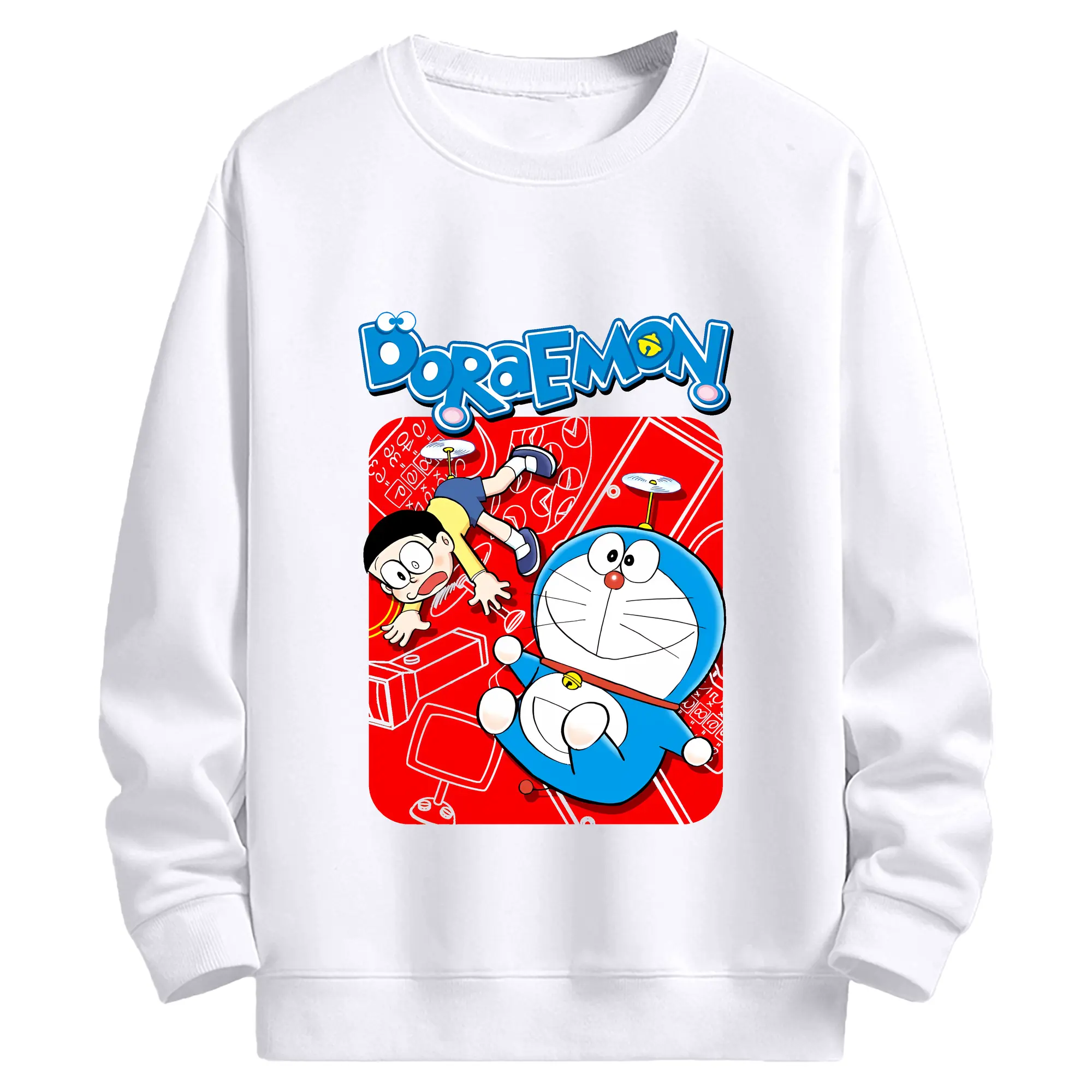 ドラえもん グッズドラえもん - 高品質 クルーネック スウェット ・ コットン59％ ポリエステル41％ ・ ユニセックス 長袖 トレーナー ・ カジュアル デイリー スポーツ 散歩用