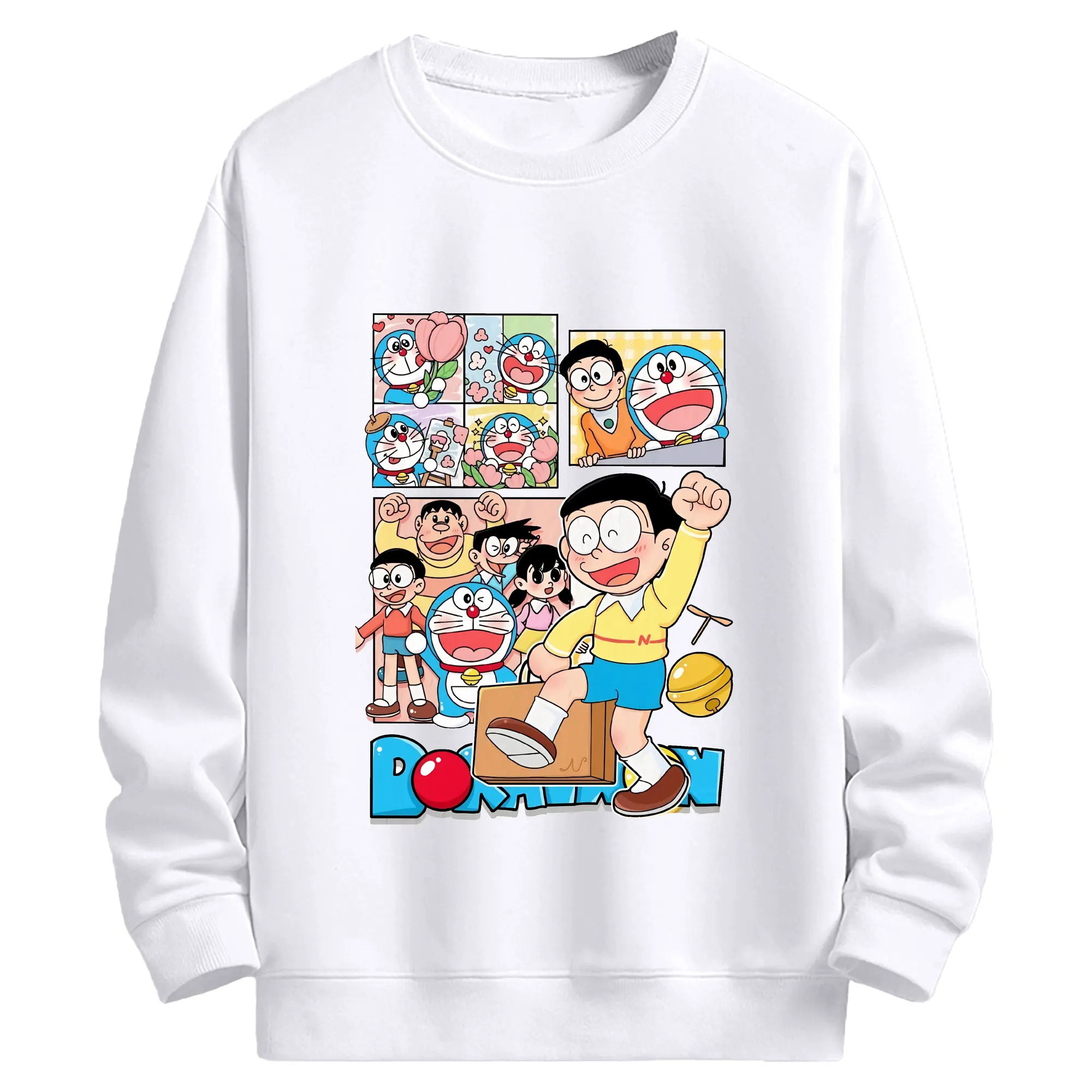 ドラえもん グッズドラえもん - 高品質 クルーネック スウェット ・ コットン59％ ポリエステル41％ ・ ユニセックス 長袖 トレーナー ・ カジュアル デイリー スポーツ 散歩用