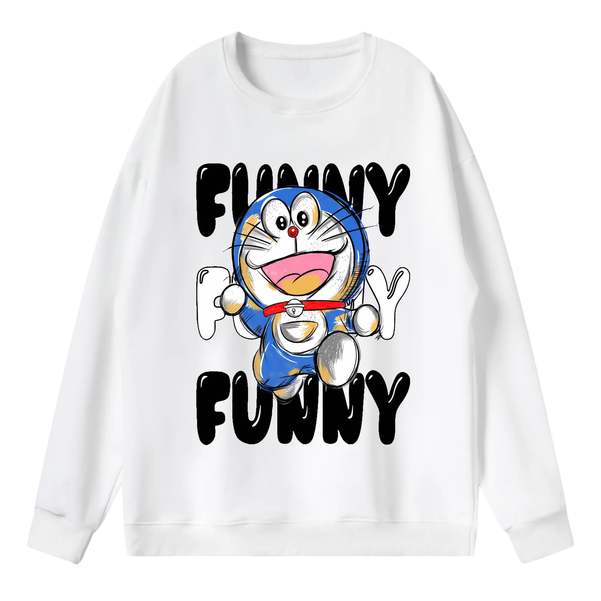 ドラえもん グッズドラえもん - 薄手 クルーネック スウェット 裏毛260g · ポリエステル 春秋向け カジュアル 男女兼用 · トレーナー デイリー スポーツ 散歩に最適