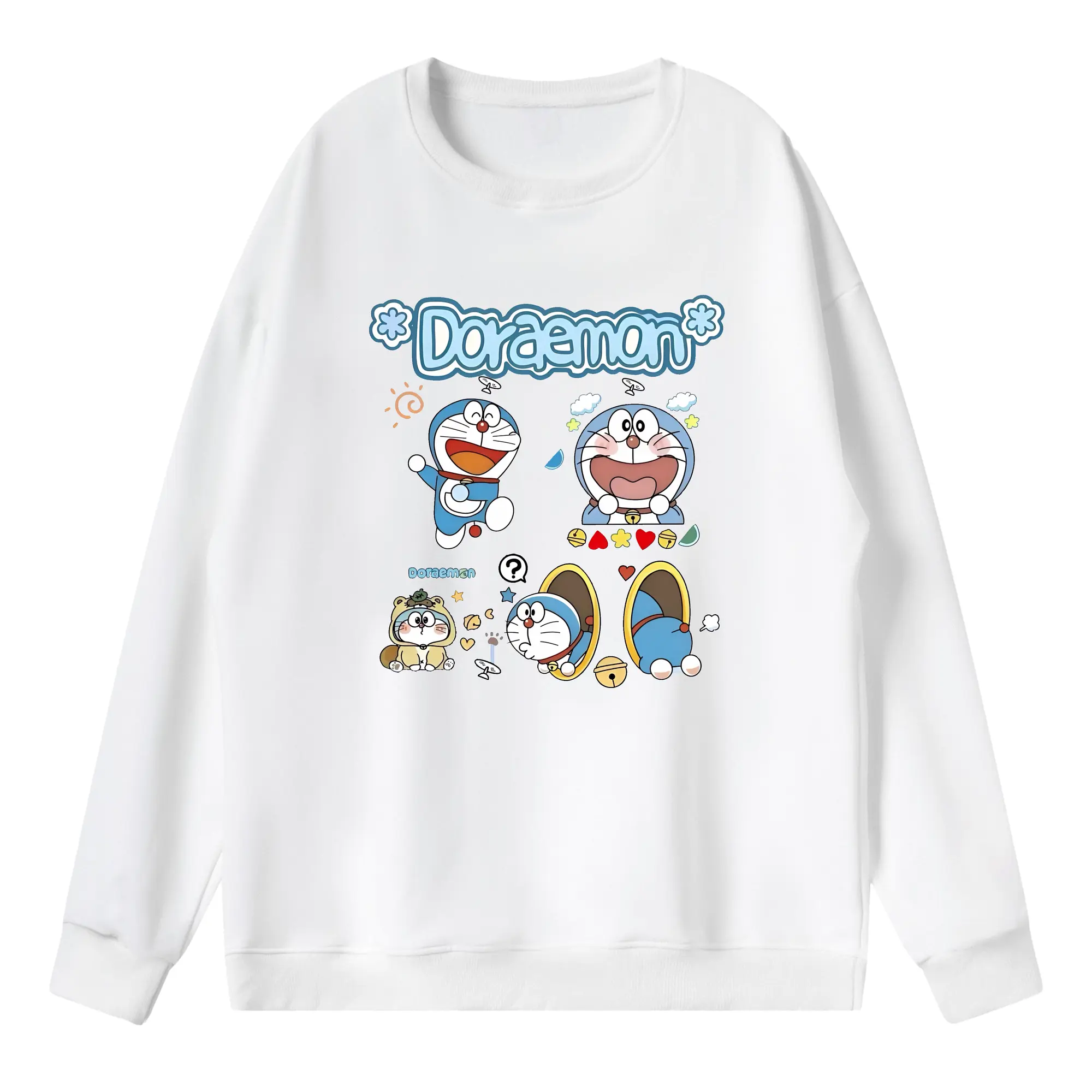 ドラえもん グッズドラえもん - 薄手 クルーネック スウェット 裏毛260g · ポリエステル 春秋向け カジュアル 男女兼用 · トレーナー デイリー スポーツ 散歩に最適