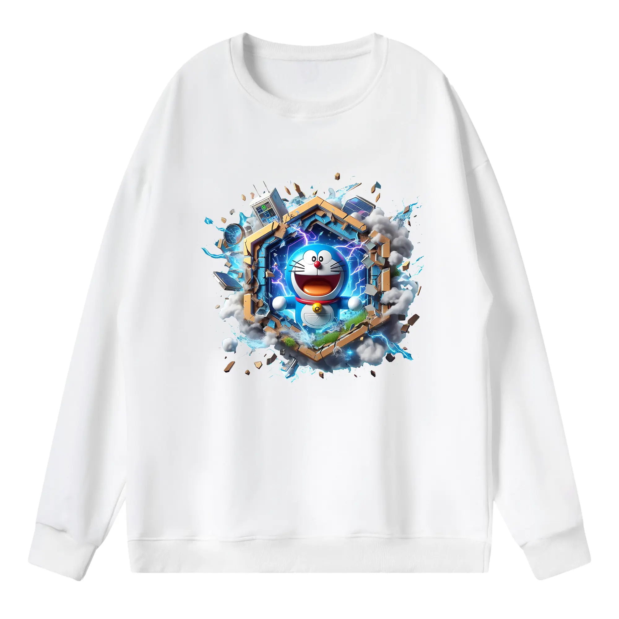 ドラえもん グッズドラえもん - 薄手 クルーネック スウェット 裏毛260g · ポリエステル 春秋向け カジュアル 男女兼用 · トレーナー デイリー スポーツ 散歩に最適