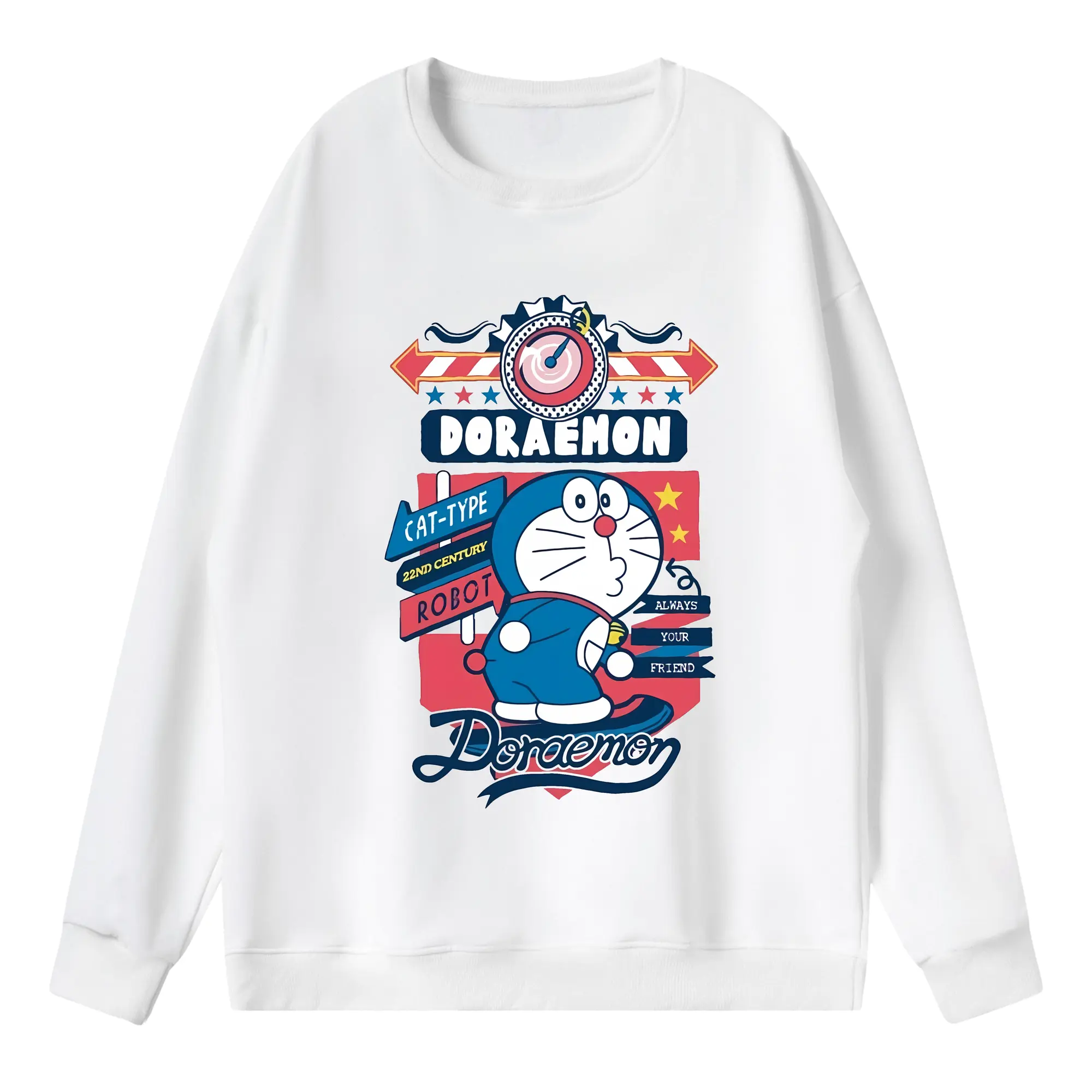 ドラえもん グッズドラえもん - 薄手 クルーネック スウェット 裏毛260g · ポリエステル 春秋向け カジュアル 男女兼用 · トレーナー デイリー スポーツ 散歩に最適