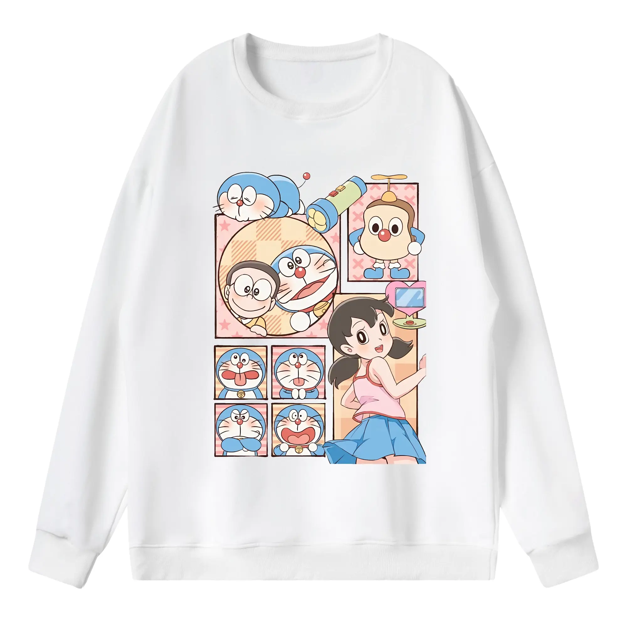 ドラえもん グッズドラえもん - 薄手 クルーネック スウェット 裏毛260g · ポリエステル 春秋向け カジュアル 男女兼用 · トレーナー デイリー スポーツ 散歩に最適