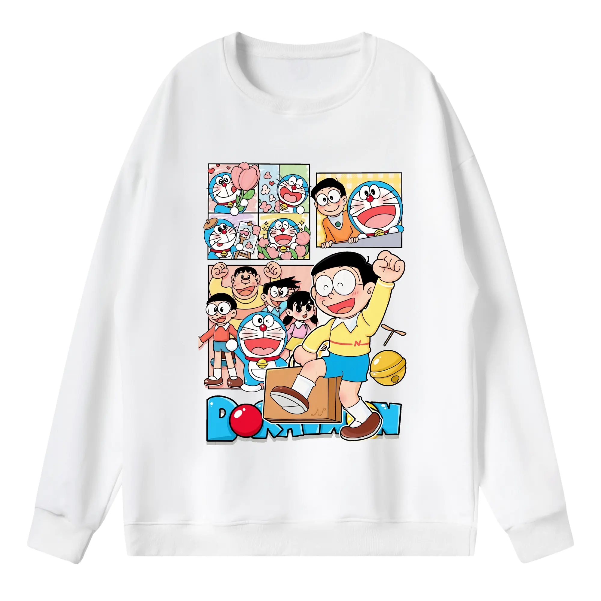 ドラえもん グッズドラえもん - 薄手 クルーネック スウェット 裏毛260g · ポリエステル 春秋向け カジュアル 男女兼用 · トレーナー デイリー スポーツ 散歩に最適