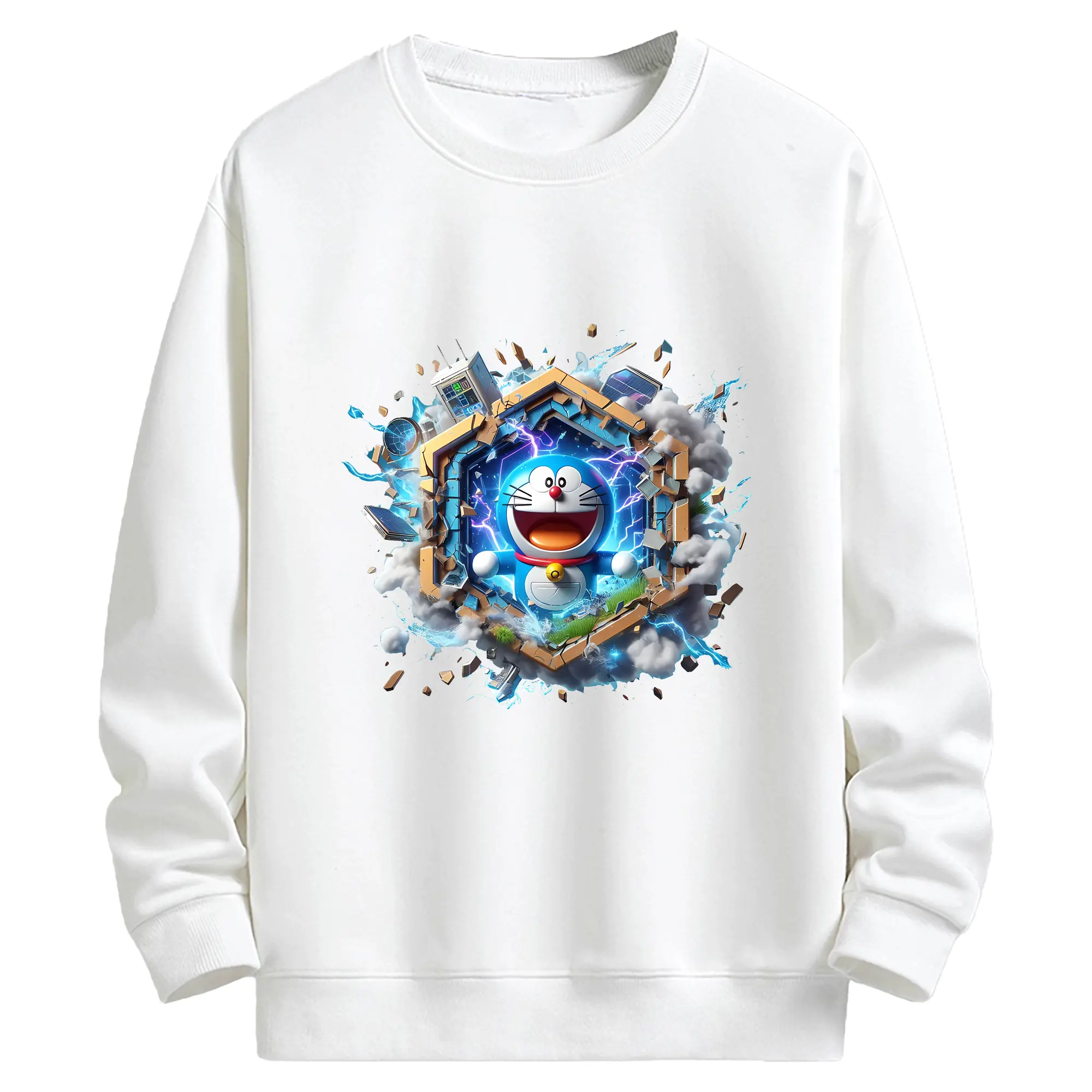 ドラえもん グッズドラえもん - キッズ クルーネックスウェットシャツ ・ フロントプリント ・ 綿80％ ポリエステル20％ ・ 快適 通学 スポーツ 日常使い お散歩用