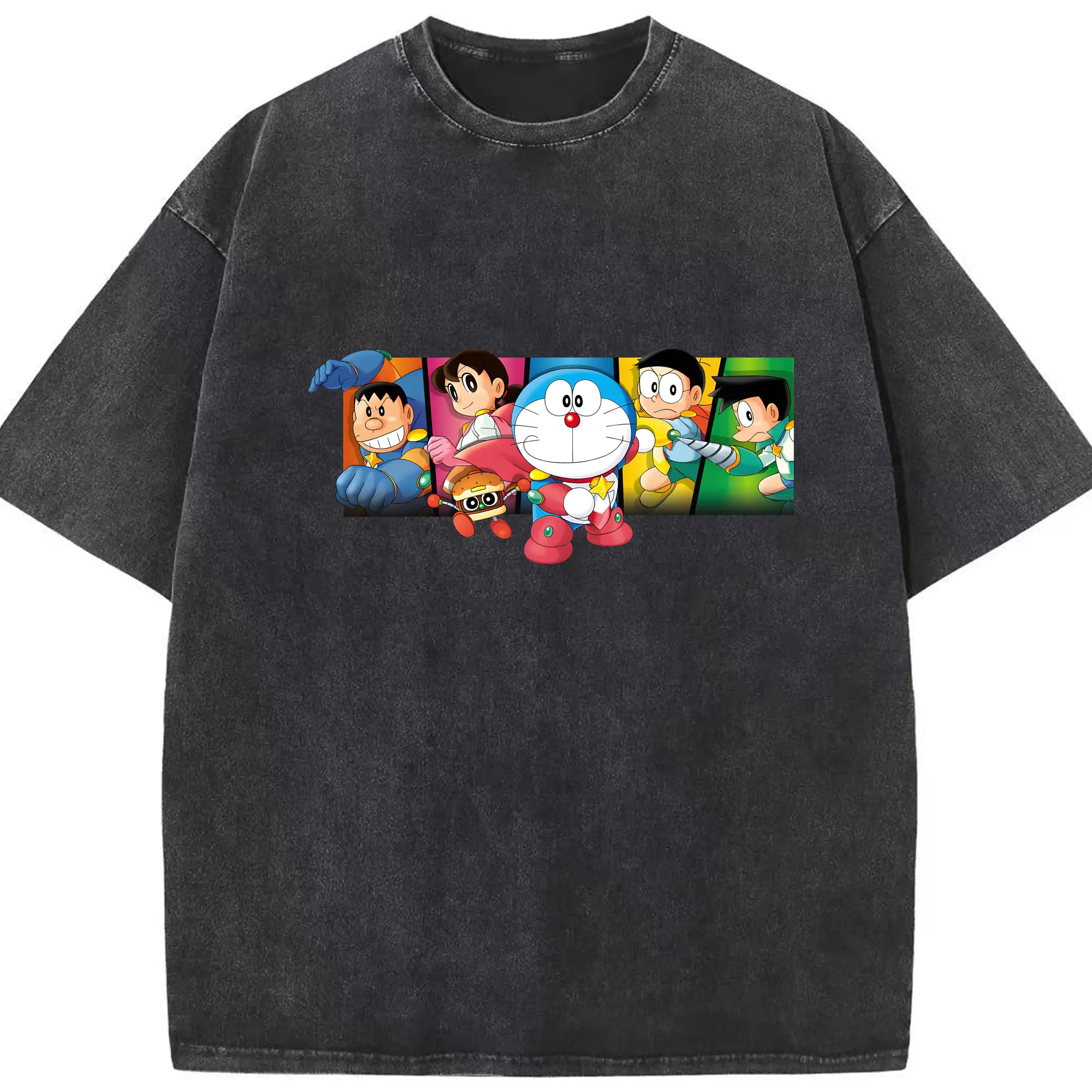 ドラえもん グッズドラえもん - 綿100％ ヴィンテージ風 半袖Tシャツ ・ フロントプリント ・ 柔らか肌触り ・ 通気性 快適 ・ スポーツ カジュアル 外出用