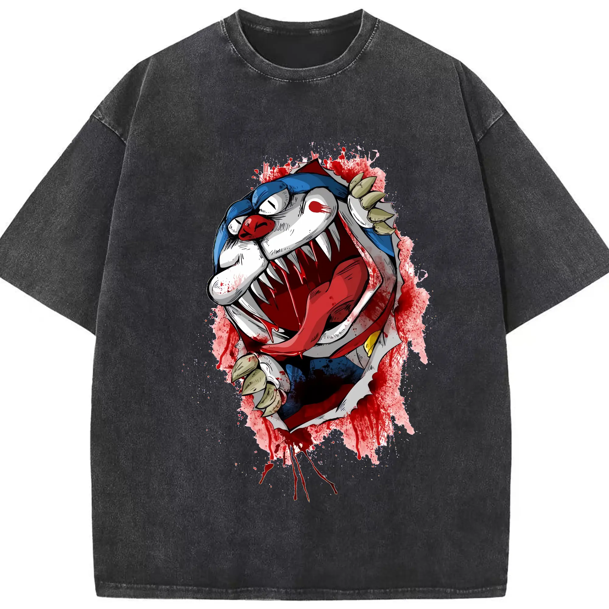 ドラえもん グッズドラえもん - 綿100％ ヴィンテージ風 半袖Tシャツ ・ フロントプリント ・ 柔らか肌触り ・ 通気性 快適 ・ スポーツ カジュアル 外出用