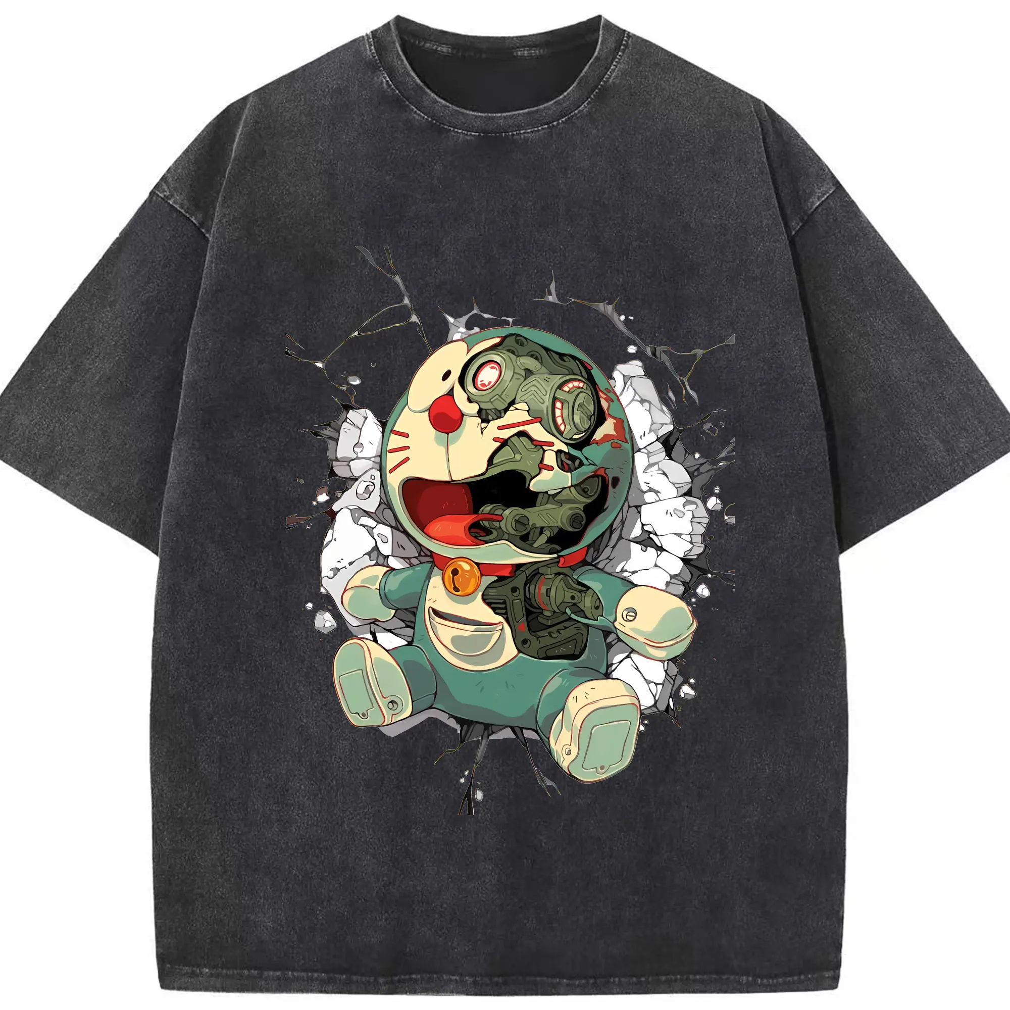 ドラえもん グッズドラえもん - 綿100％ ヴィンテージ風 半袖Tシャツ ・ フロントプリント ・ 柔らか肌触り ・ 通気性 快適 ・ スポーツ カジュアル 外出用