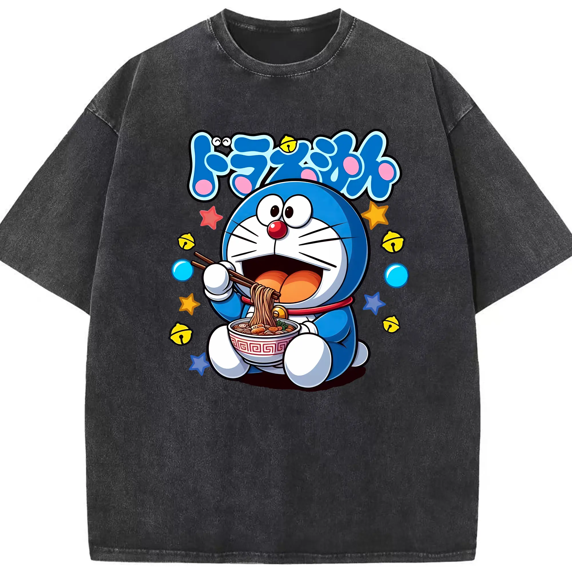 ドラえもん グッズドラえもん - 綿100％ ヴィンテージ風 半袖Tシャツ ・ フロントプリント ・ 柔らか肌触り ・ 通気性 快適 ・ スポーツ カジュアル 外出用