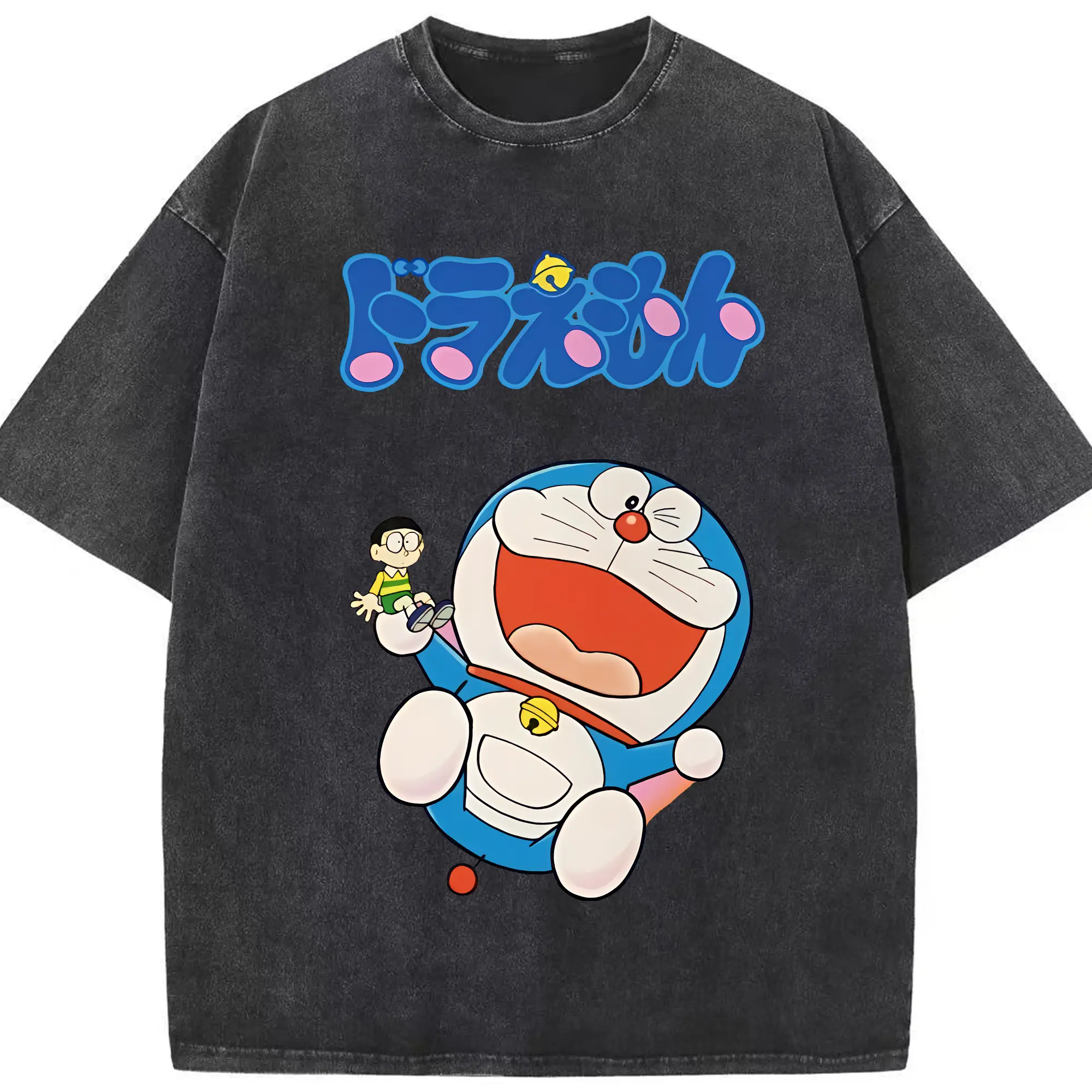 ドラえもん グッズドラえもん - 綿100％ ヴィンテージ風 半袖Tシャツ ・ フロントプリント ・ 柔らか肌触り ・ 通気性 快適 ・ スポーツ カジュアル 外出用
