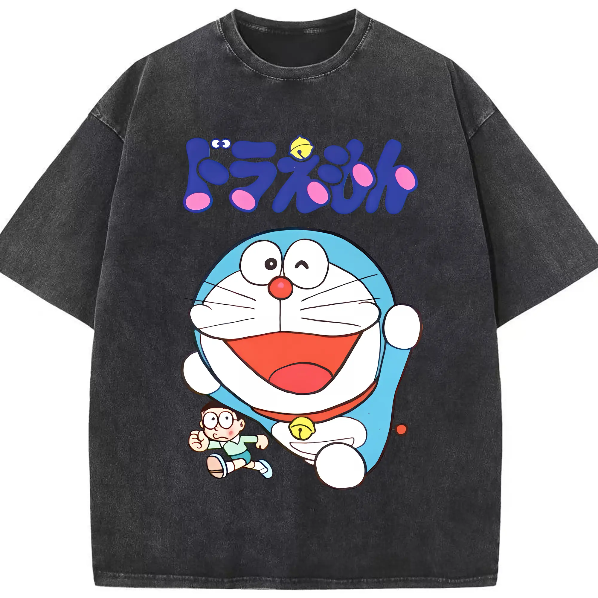 ドラえもん グッズドラえもん - 綿100％ ヴィンテージ風 半袖Tシャツ ・ フロントプリント ・ 柔らか肌触り ・ 通気性 快適 ・ スポーツ カジュアル 外出用