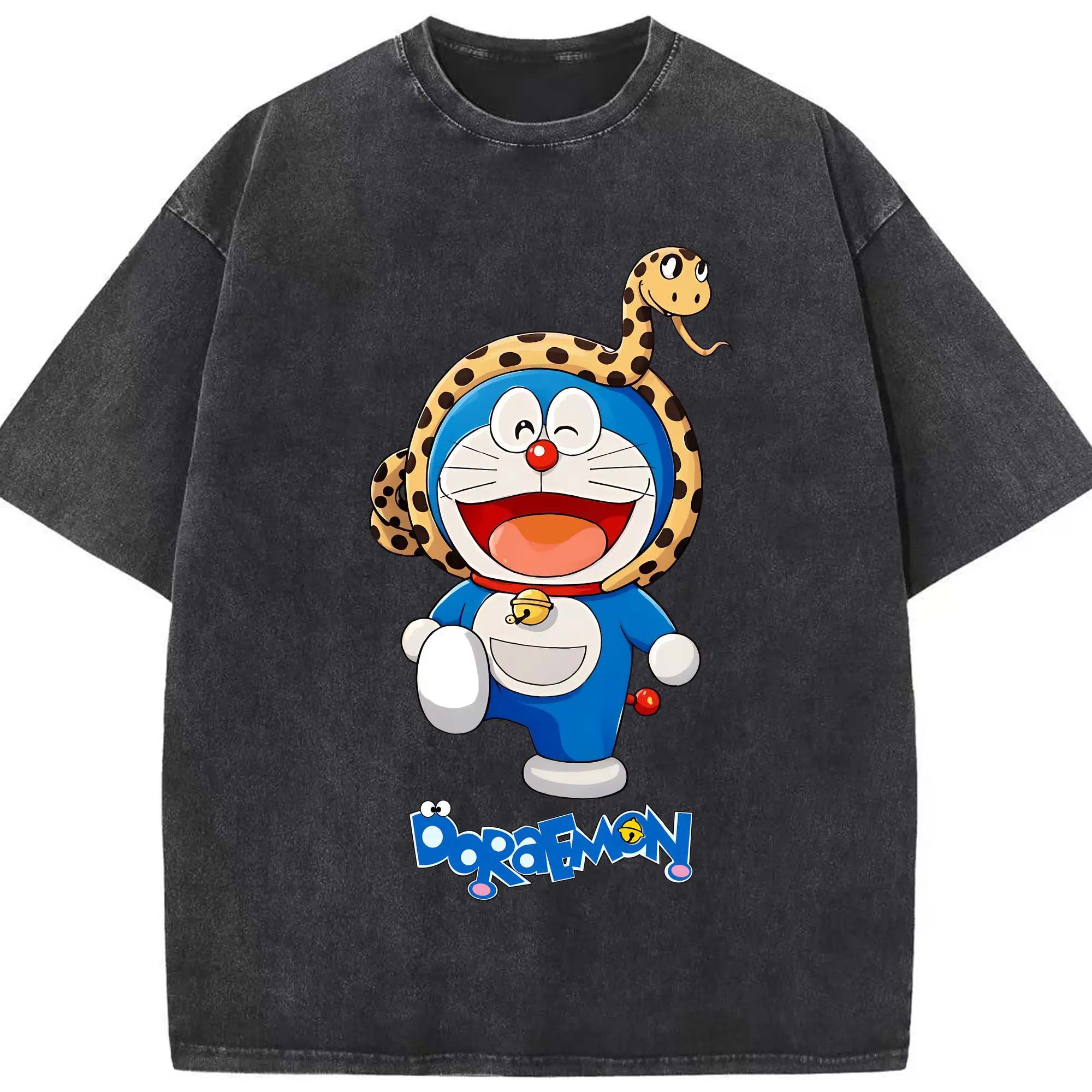 ドラえもん グッズドラえもん - 綿100％ ヴィンテージ風 半袖Tシャツ ・ フロントプリント ・ 柔らか肌触り ・ 通気性 快適 ・ スポーツ カジュアル 外出用