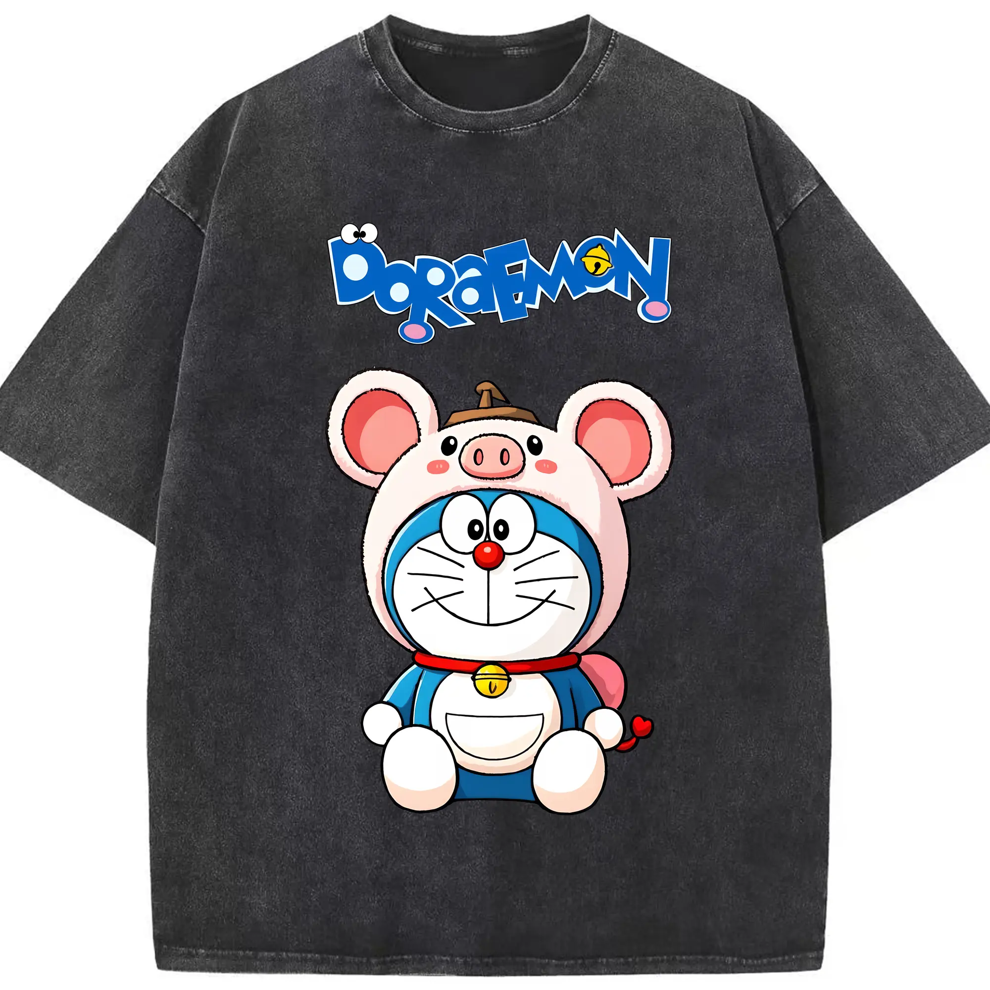 ドラえもん グッズドラえもん - 綿100％ ヴィンテージ風 半袖Tシャツ ・ フロントプリント ・ 柔らか肌触り ・ 通気性 快適 ・ スポーツ カジュアル 外出用