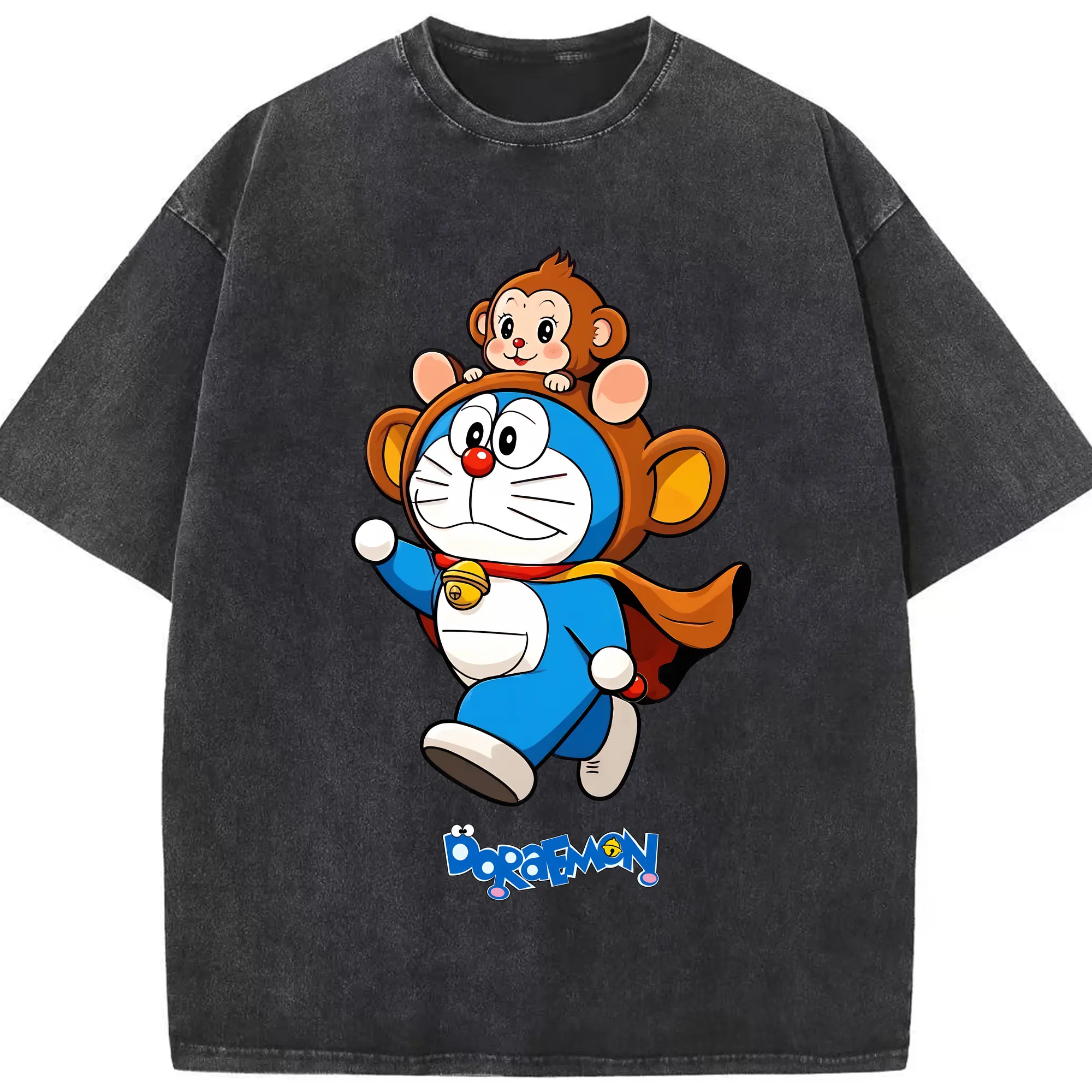 ドラえもん グッズドラえもん - 綿100％ ヴィンテージ風 半袖Tシャツ ・ フロントプリント ・ 柔らか肌触り ・ 通気性 快適 ・ スポーツ カジュアル 外出用