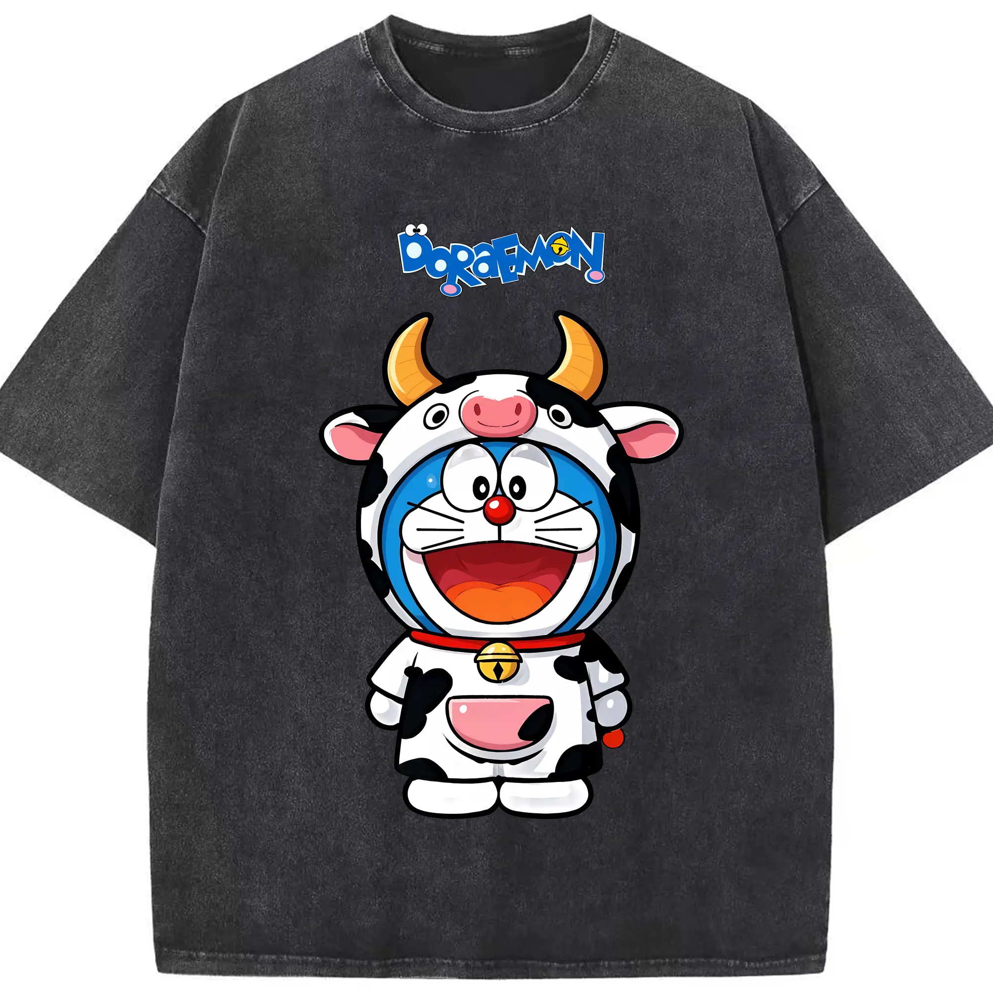 ドラえもん グッズドラえもん - 綿100％ ヴィンテージ風 半袖Tシャツ ・ フロントプリント ・ 柔らか肌触り ・ 通気性 快適 ・ スポーツ カジュアル 外出用