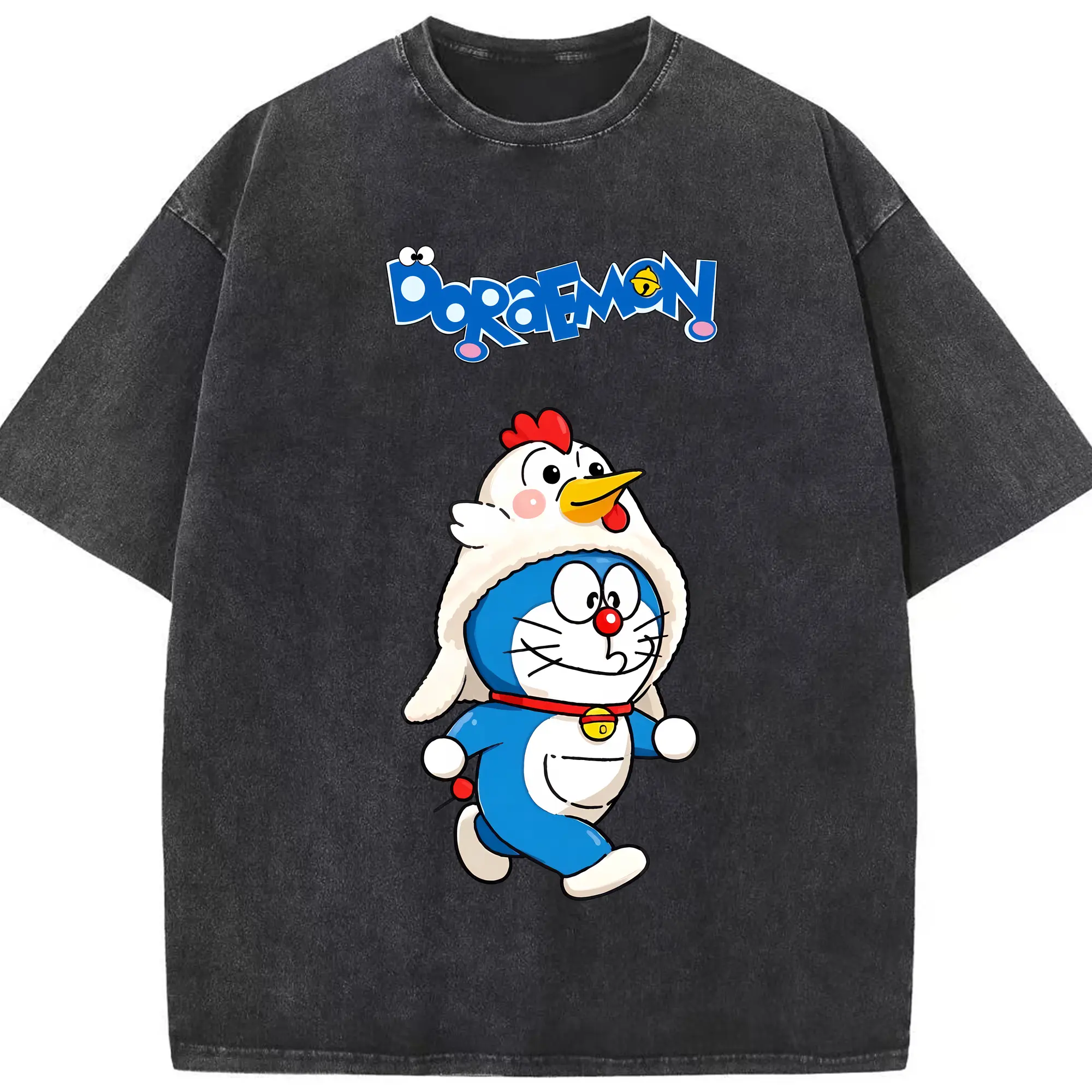 ドラえもん グッズドラえもん - 綿100％ ヴィンテージ風 半袖Tシャツ ・ フロントプリント ・ 柔らか肌触り ・ 通気性 快適 ・ スポーツ カジュアル 外出用