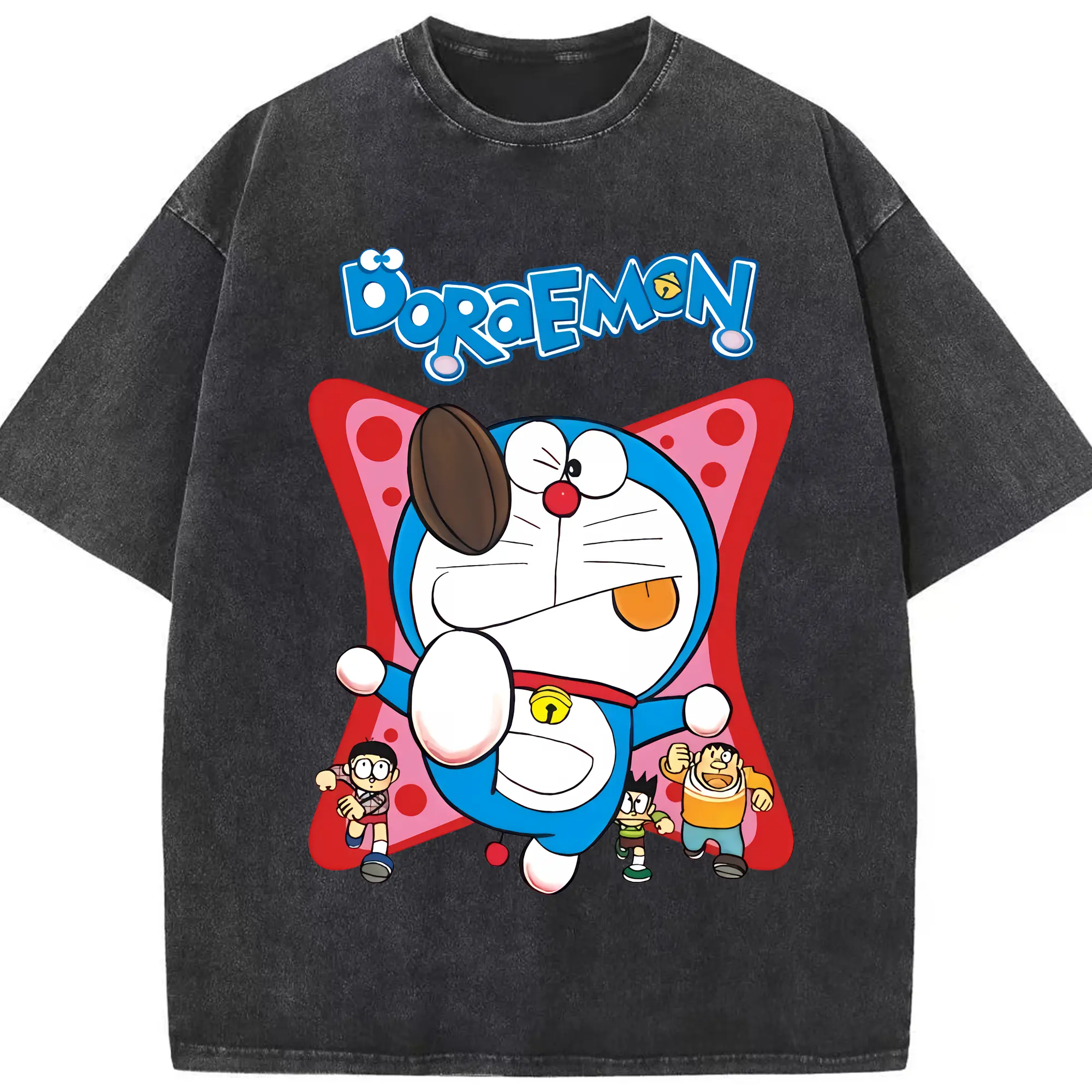 ドラえもん グッズドラえもん - 綿100％ ヴィンテージ風 半袖Tシャツ ・ フロントプリント ・ 柔らか肌触り ・ 通気性 快適 ・ スポーツ カジュアル 外出用