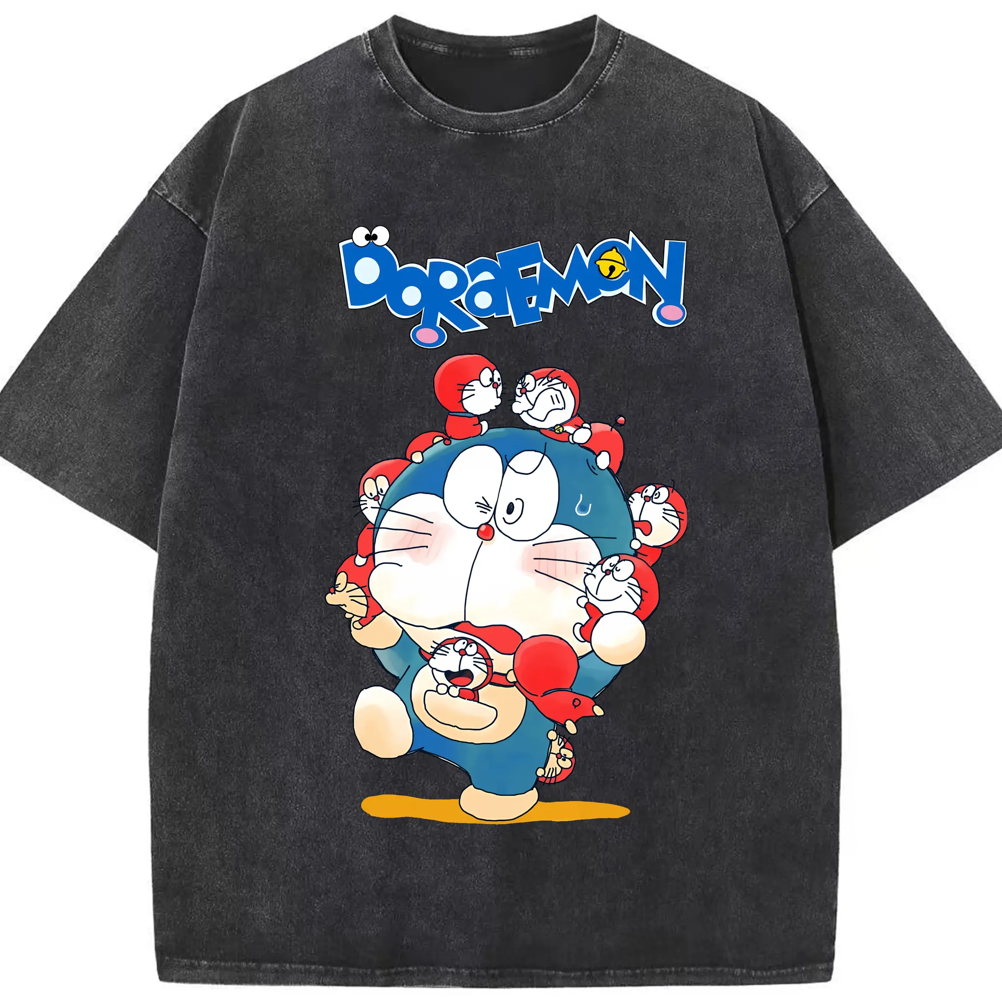 ドラえもん グッズドラえもん - 綿100％ ヴィンテージ風 半袖Tシャツ ・ フロントプリント ・ 柔らか肌触り ・ 通気性 快適 ・ スポーツ カジュアル 外出用