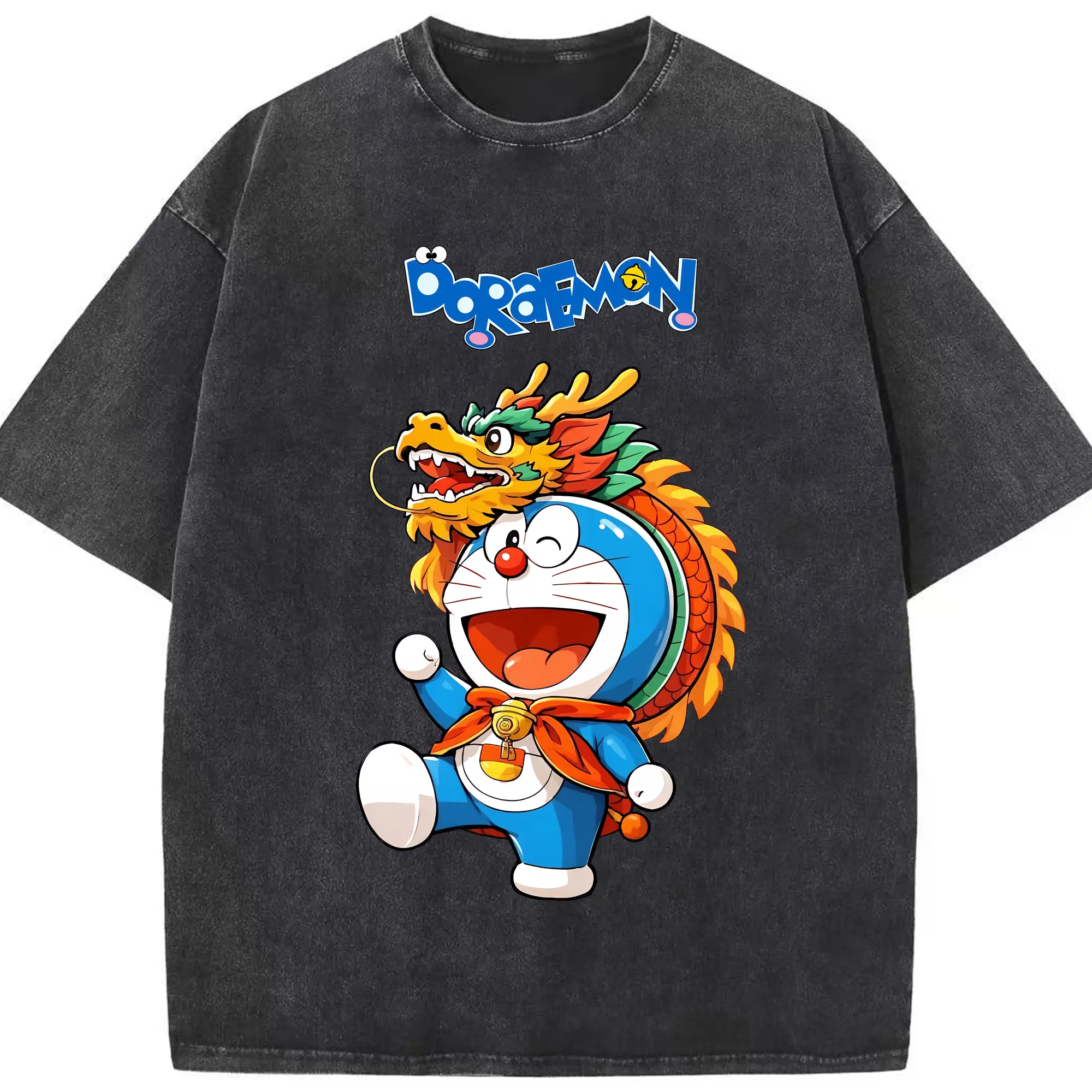 ドラえもん グッズドラえもん - 綿100％ ヴィンテージ風 半袖Tシャツ ・ フロントプリント ・ 柔らか肌触り ・ 通気性 快適 ・ スポーツ カジュアル 外出用