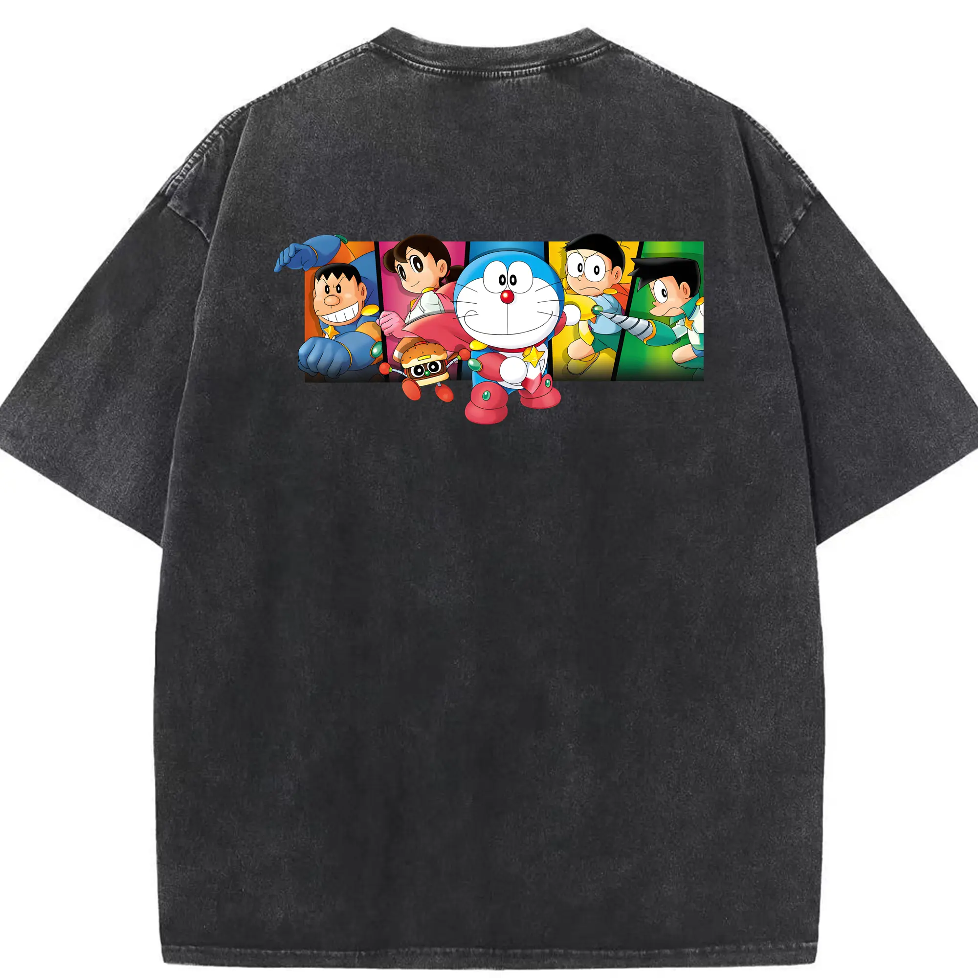 ドラえもん グッズドラえもん - 綿100％ ヴィンテージ風 半袖Tシャツ ・ 背面プリント ・ 柔らか肌触り ・ 通気性 快適 ・ スポーツ カジュアル 外出用