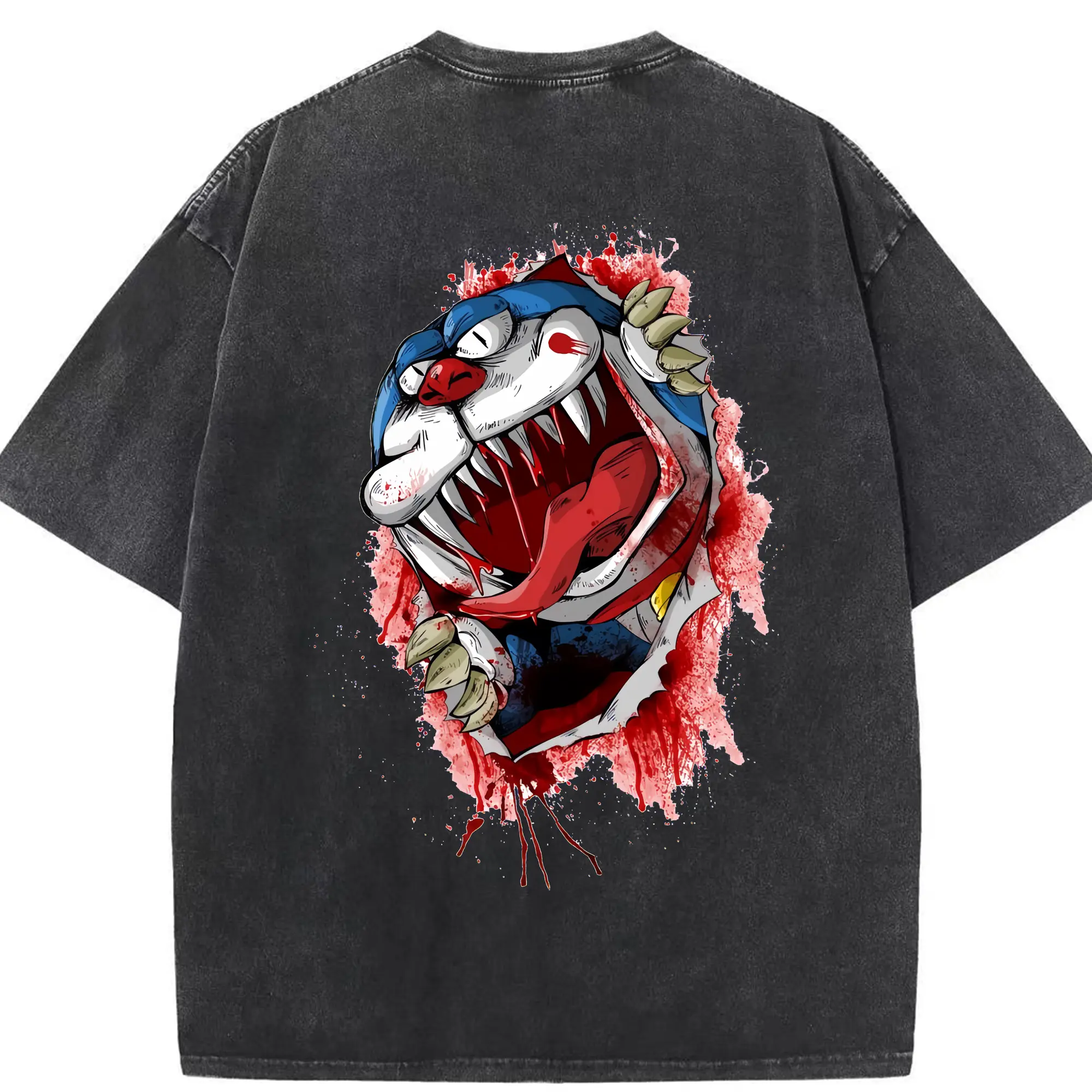 ドラえもん グッズドラえもん - 綿100％ ヴィンテージ風 半袖Tシャツ ・ 背面プリント ・ 柔らか肌触り ・ 通気性 快適 ・ スポーツ カジュアル 外出用