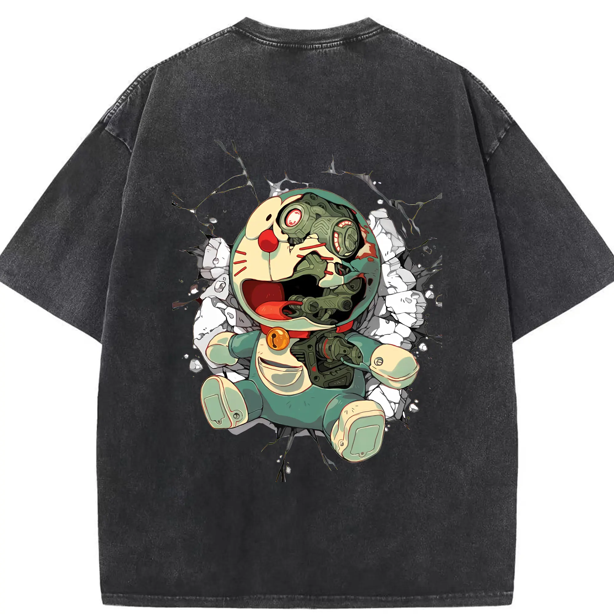 ドラえもん グッズドラえもん - 綿100％ ヴィンテージ風 半袖Tシャツ ・ 背面プリント ・ 柔らか肌触り ・ 通気性 快適 ・ スポーツ カジュアル 外出用