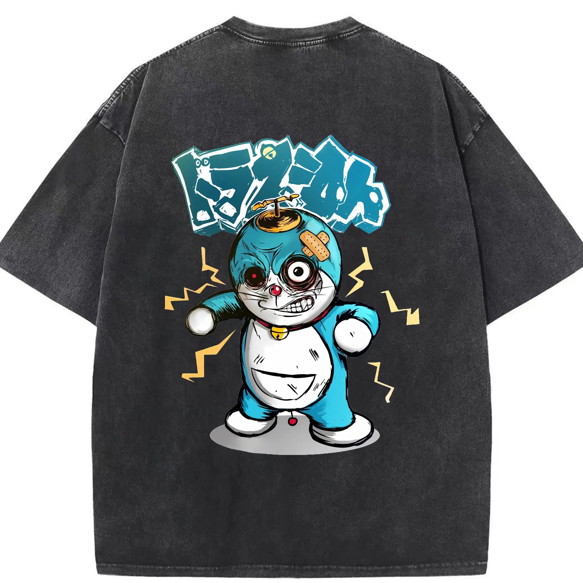 ドラえもん グッズドラえもん - 綿100％ ヴィンテージ風 半袖Tシャツ ・ 背面プリント ・ 柔らか肌触り ・ 通気性 快適 ・ スポーツ カジュアル 外出用