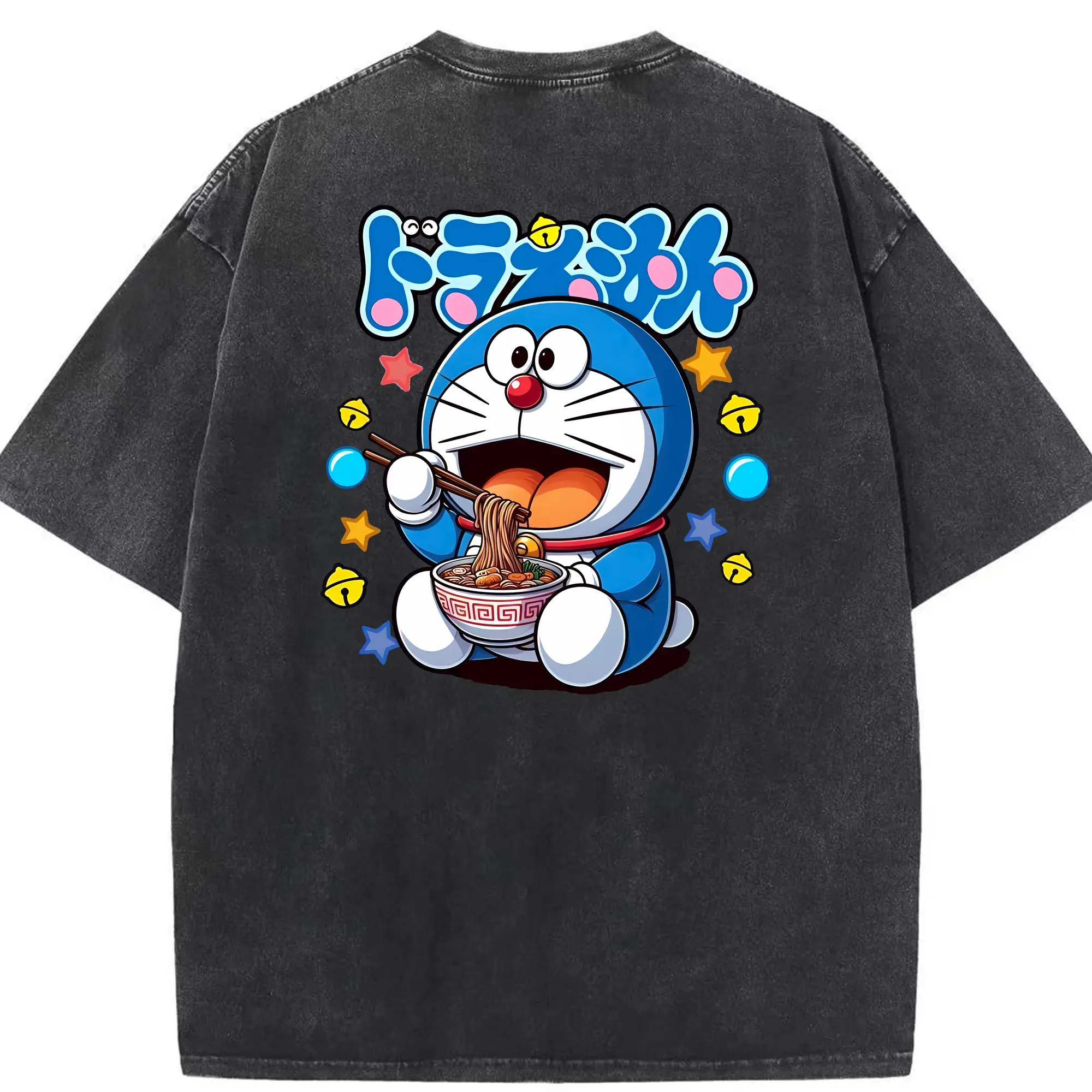 ドラえもん グッズドラえもん - 綿100％ ヴィンテージ風 半袖Tシャツ ・ 背面プリント ・ 柔らか肌触り ・ 通気性 快適 ・ スポーツ カジュアル 外出用